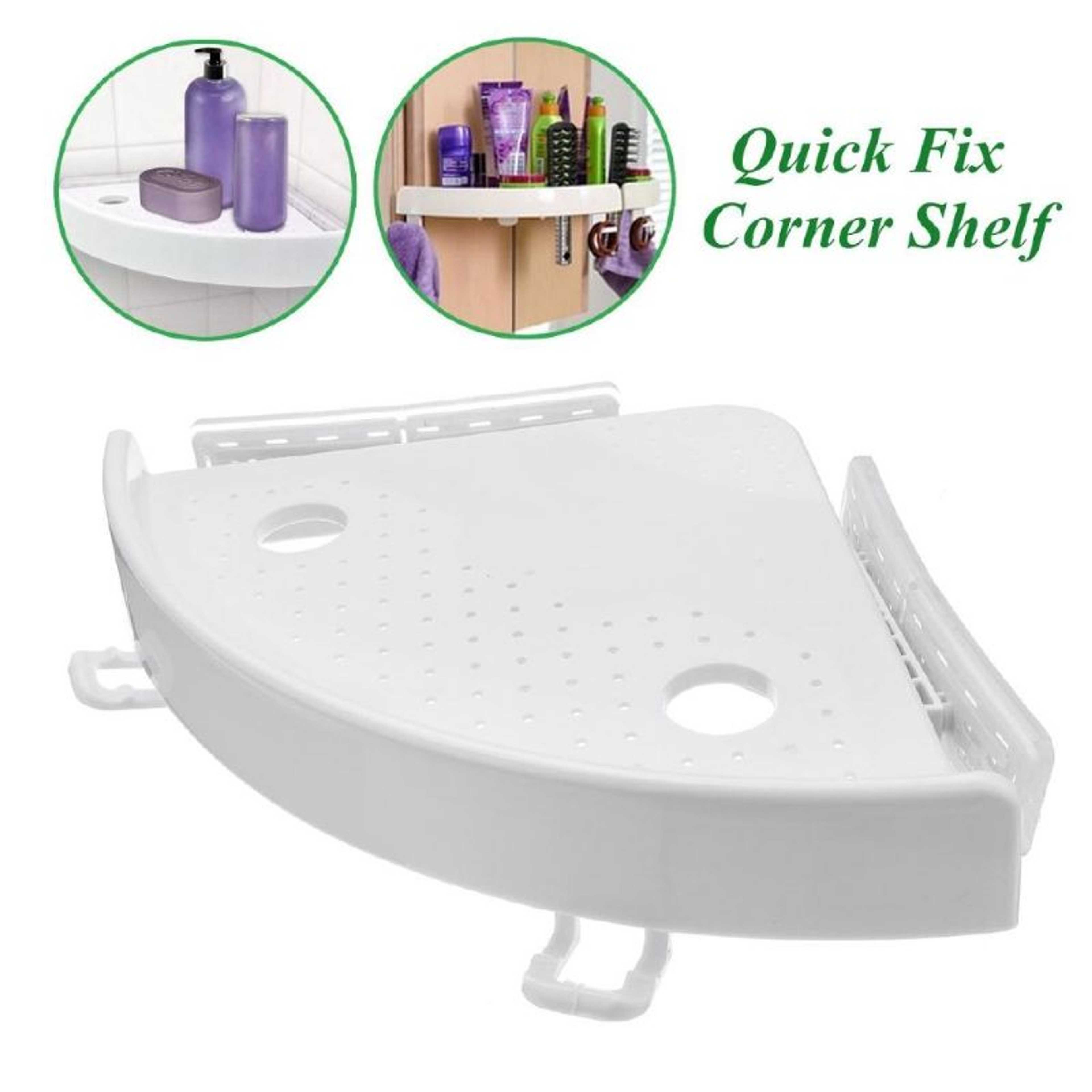 Multipurpose Quick Fix Corner Triangle Shelf SnapUp Stable Easy Wall for Bathroom Kitchen Room Space Saver Rack