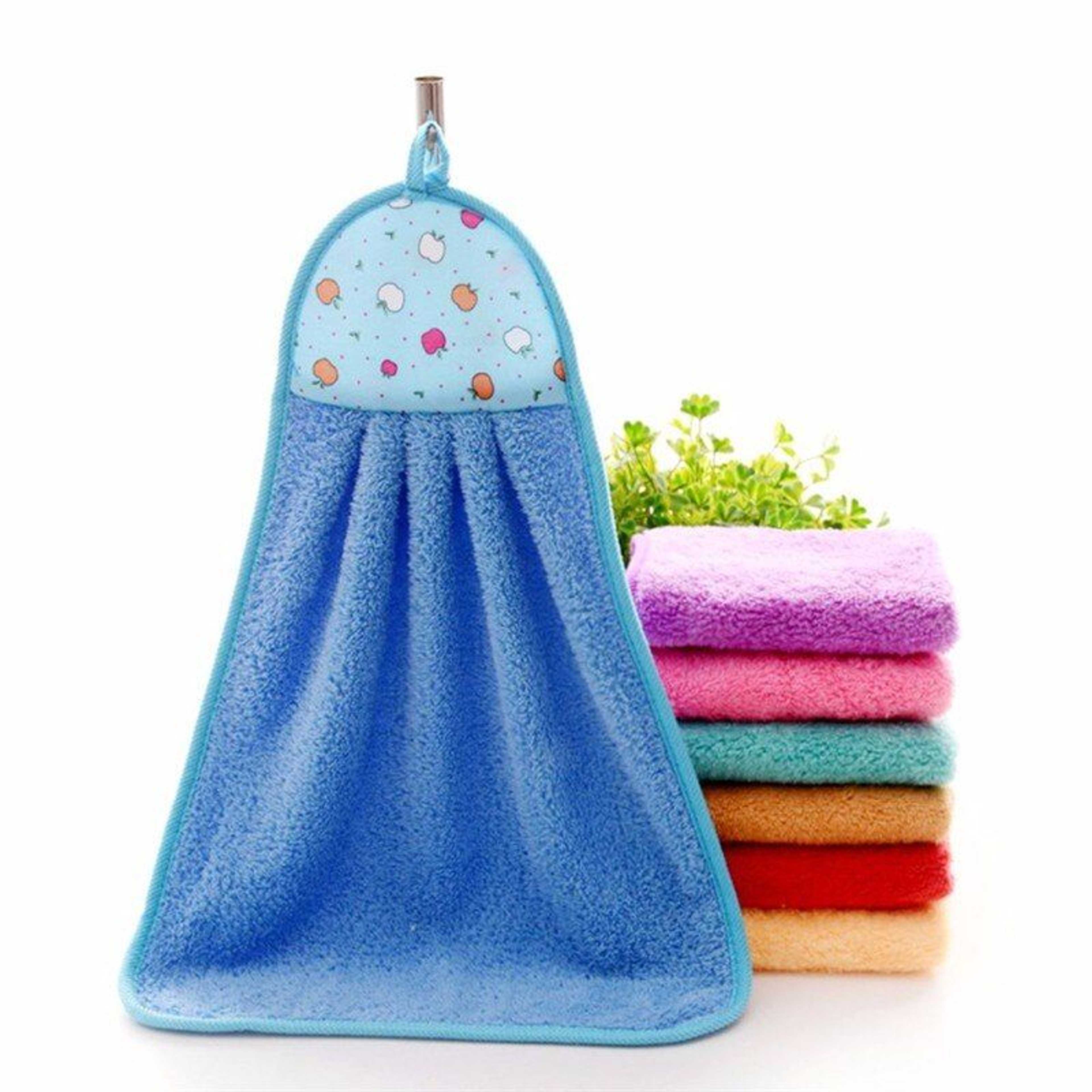 Pack of 3 - Soft Absorbent Thick Microfiber Hanging Bathroom Hand Towel Cloth Drying Pad Face Towel