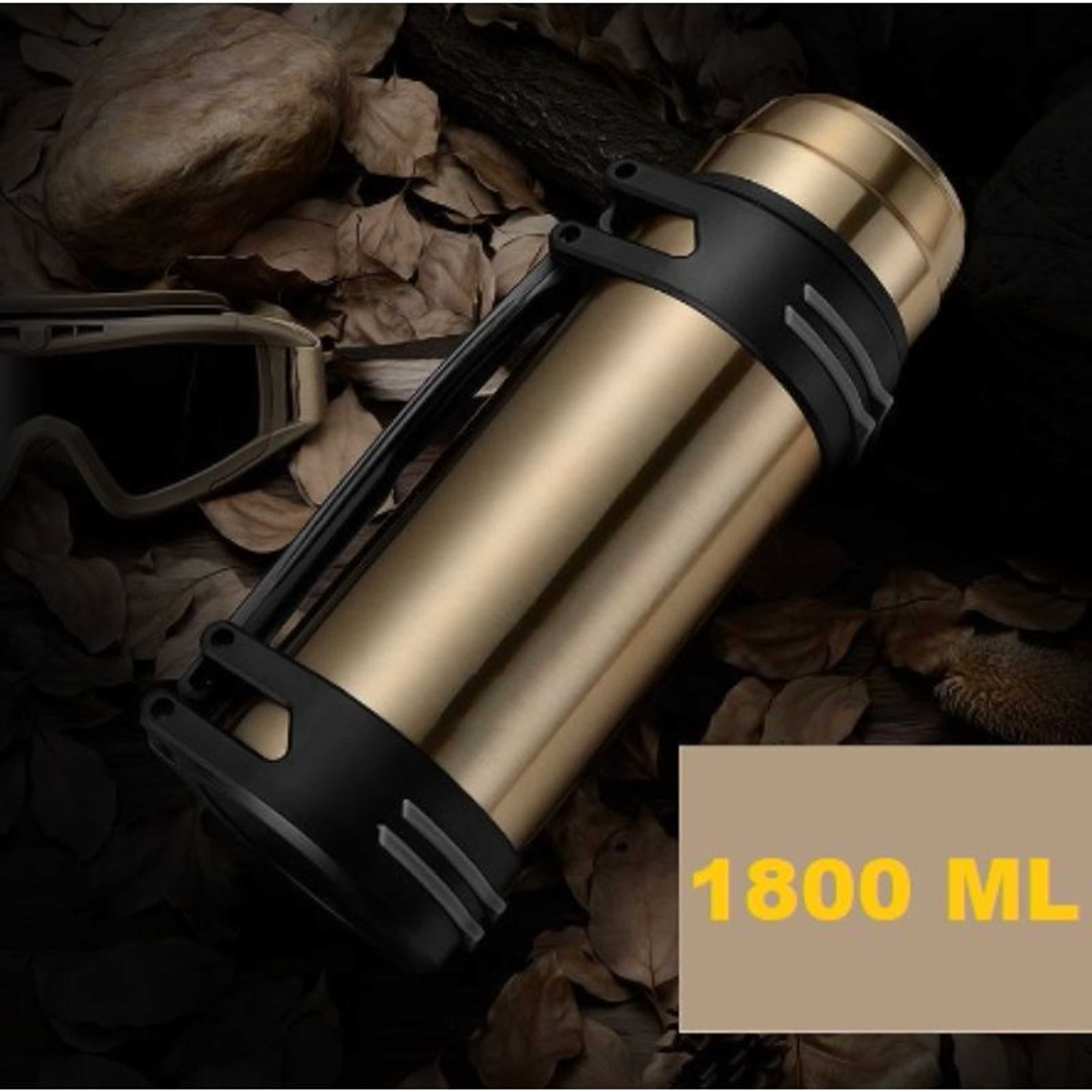 Golden Color Stainless Steel Vacuum Insulated Flask Thermos With Handle - 1800 ML, Hot & Cold Portable Thermos Vacuum Flask Vacuum Insulated Water Bottle Cup