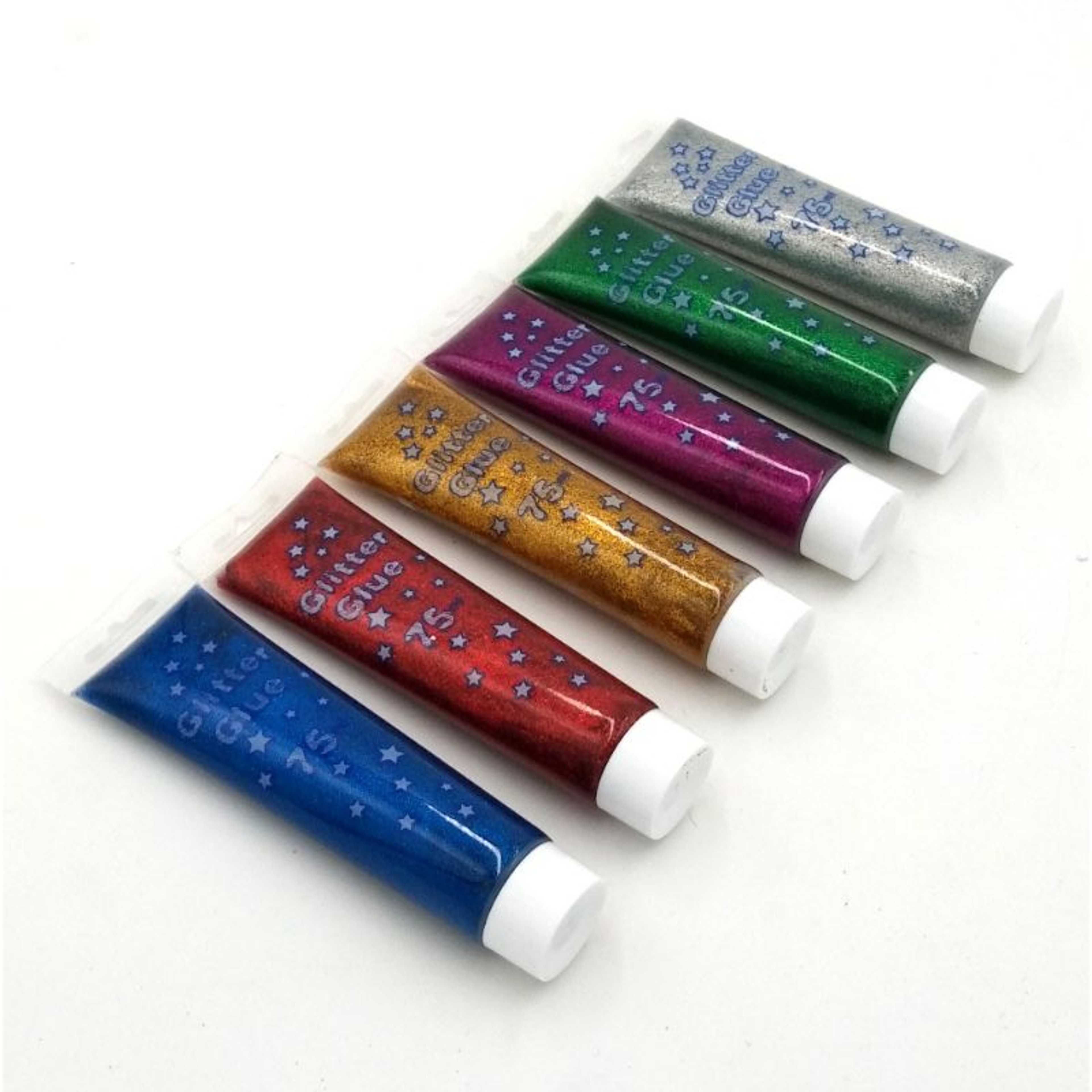 Pack of 6 - Washable Glitter Glue in Tubes for Art & Craft Paper and Cloth based Projects - 75 ml each