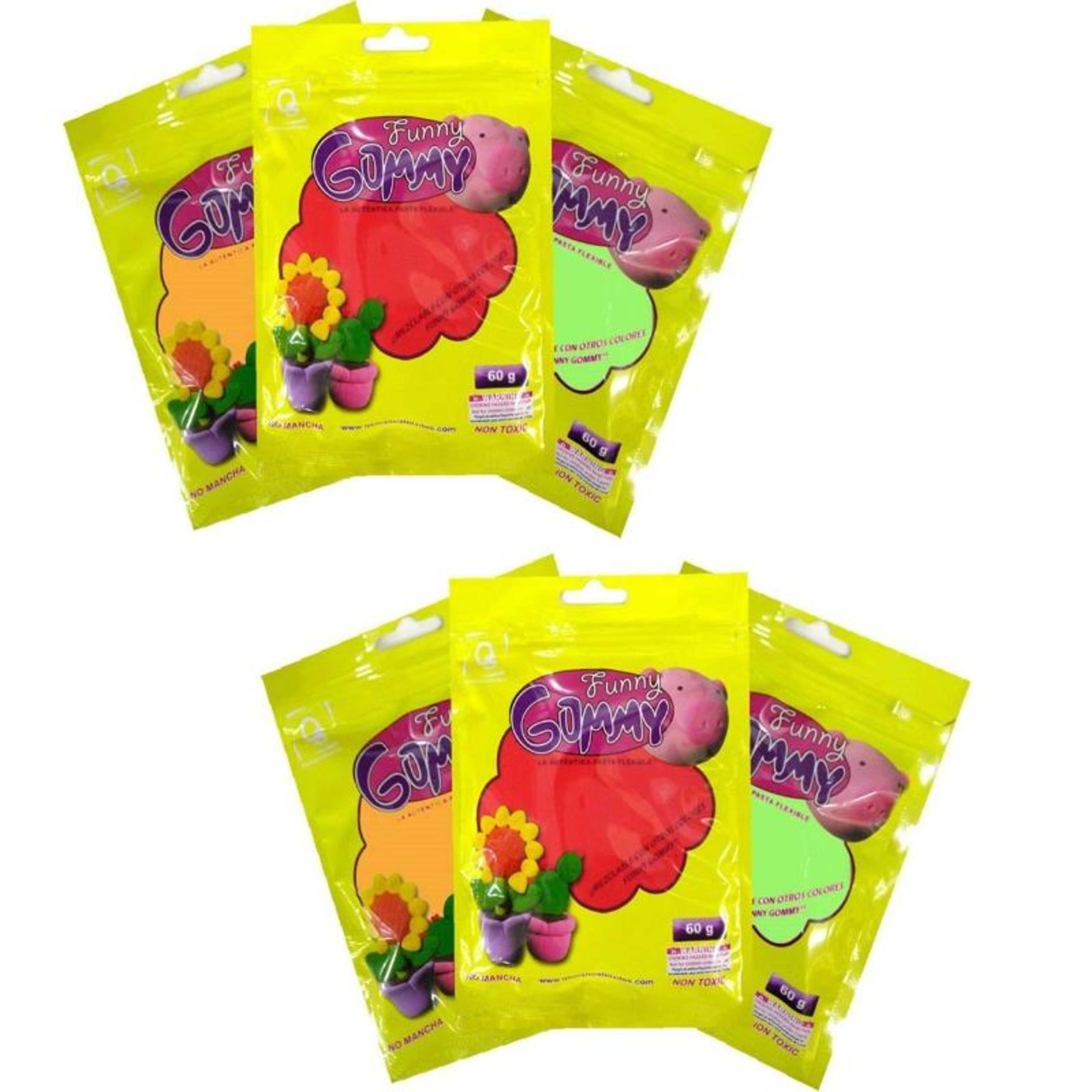 Pack Of 6 - Gummy Slime Playful Fluffy Clay  60 Grams per Color