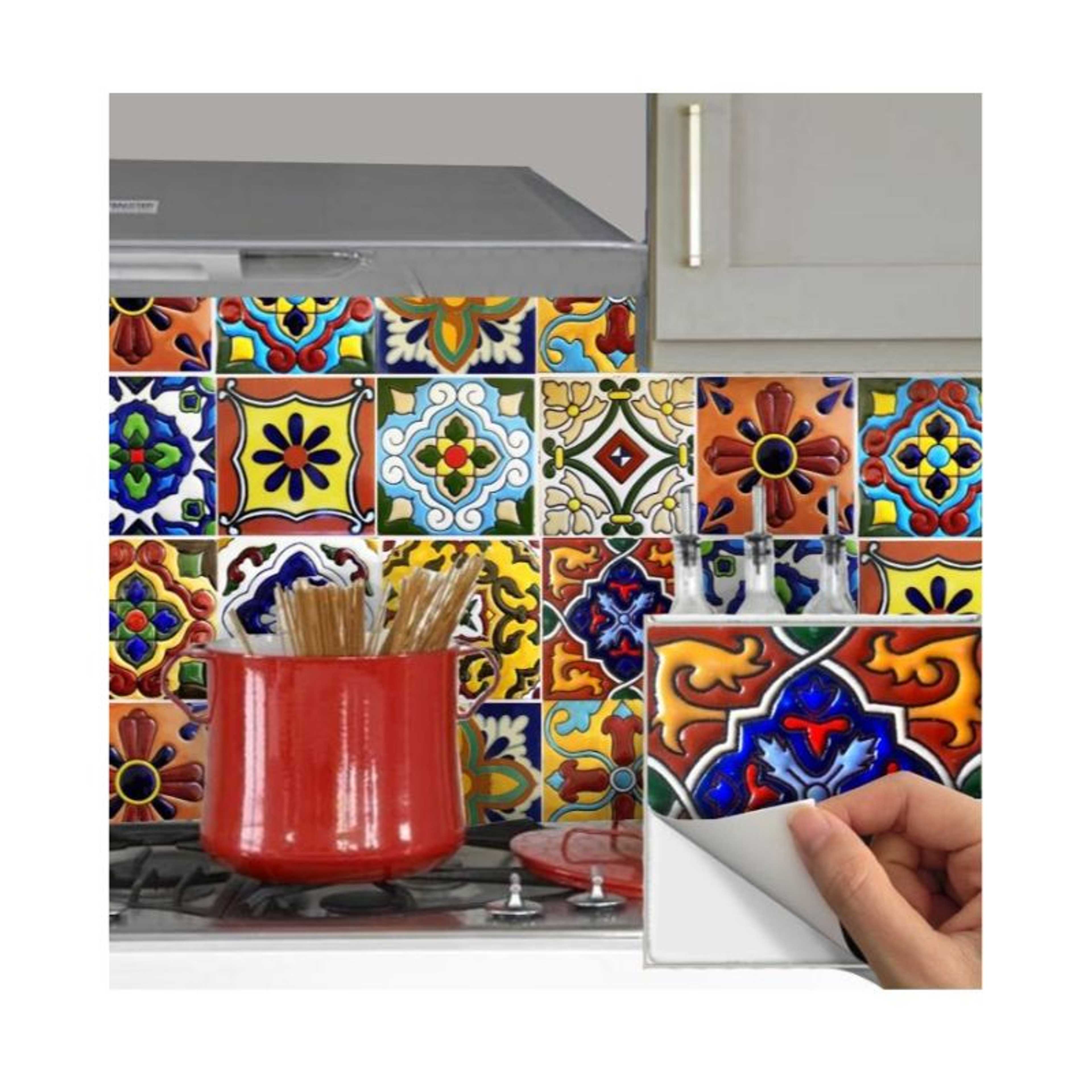 Pack of 48 - 3D Embossed Truck Art Themed Tile Stickers for Living Room, Kitchen and Bathroom - Product Main Image