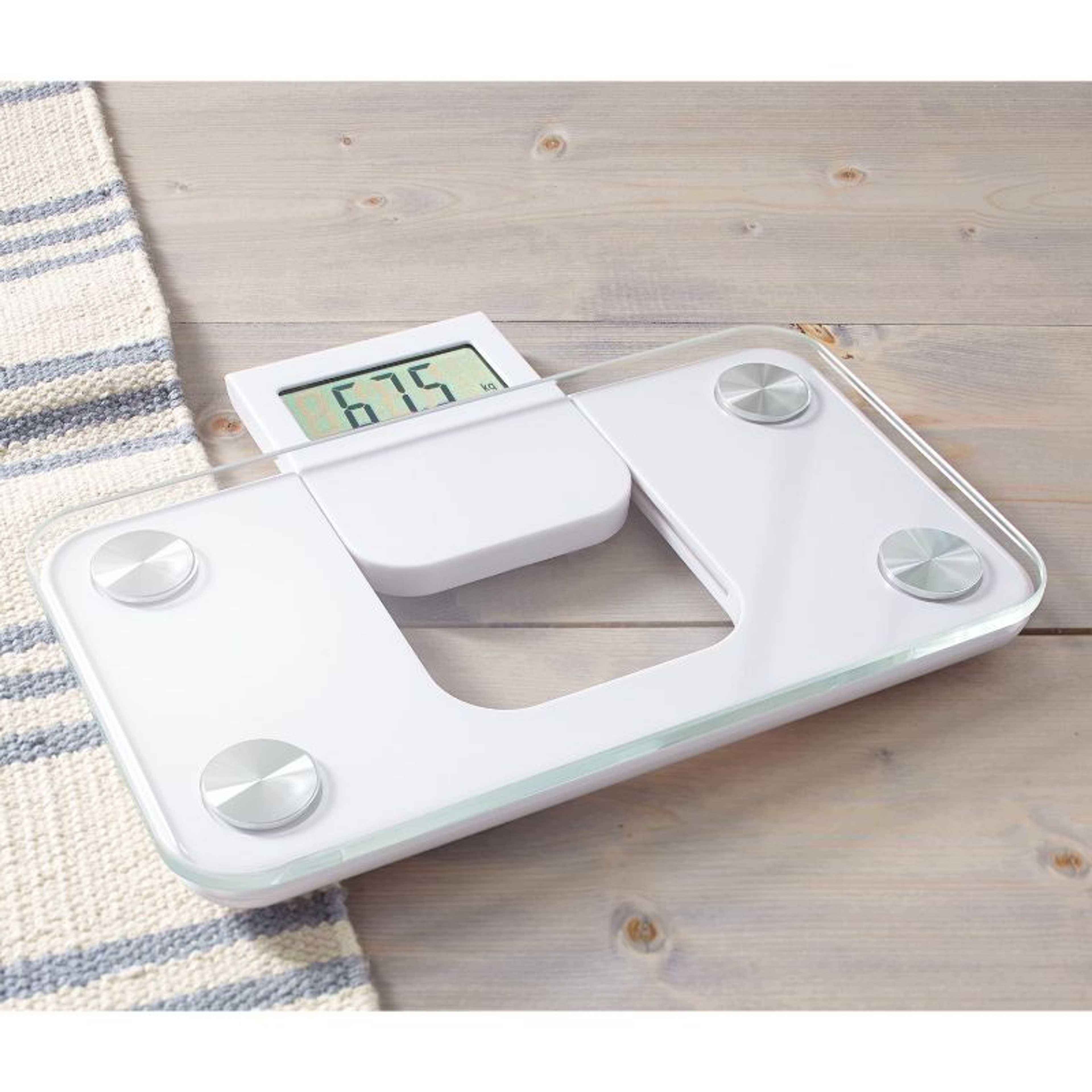 Retractable Display Compact Bathroom Scale - White, Digital LCD Display Personal Health Check Up Body Fitness Bathroom Weighing Scale, Body Fat Scale