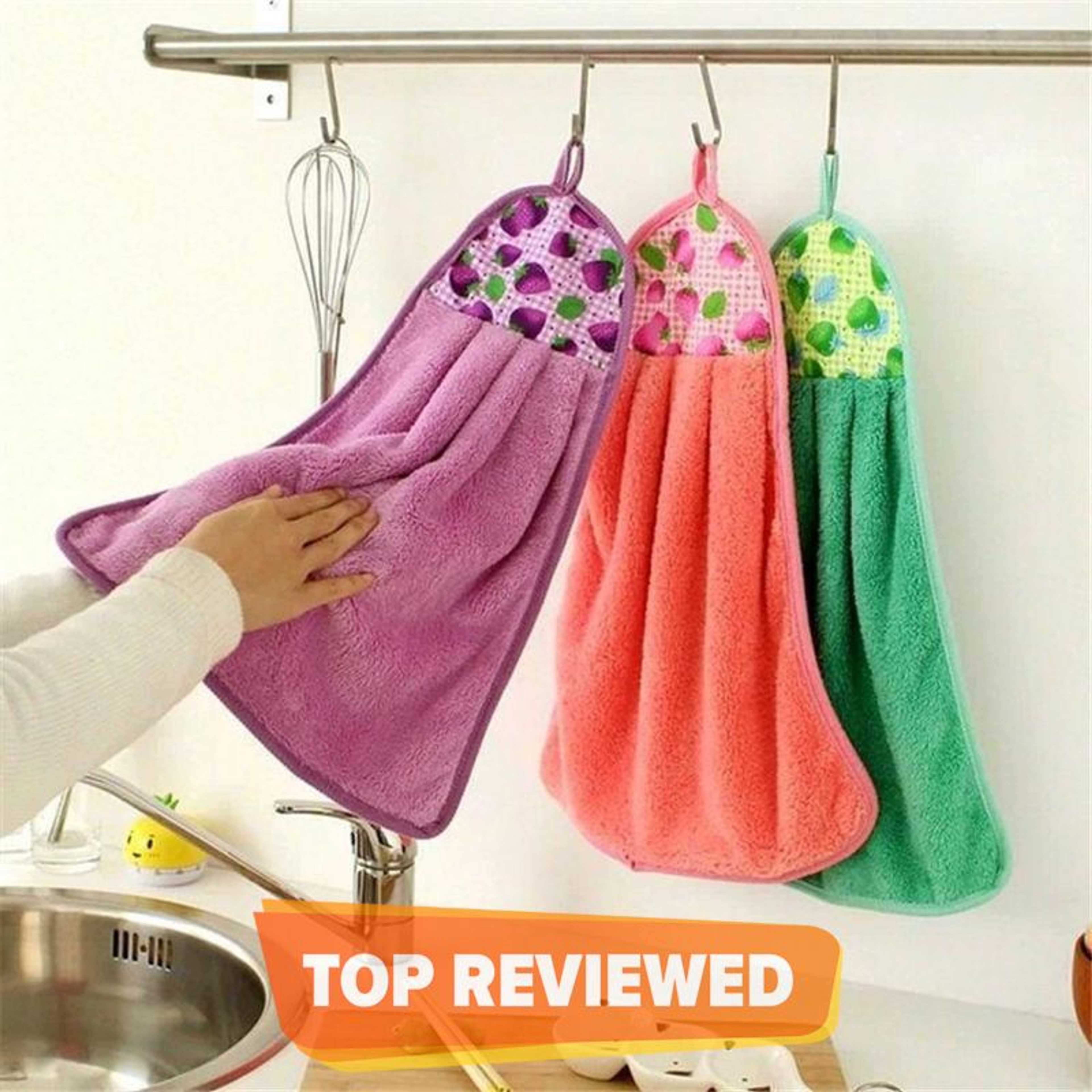 Best Quality Hanging Kitchen Towel - Wipe Cloth for Kitchen & Bathroom - Ideal for Dusting and Cleaning Water Spillage, Counter Tops, Shelves, Sink, Basin - Highly Absorbent & Multipurpose