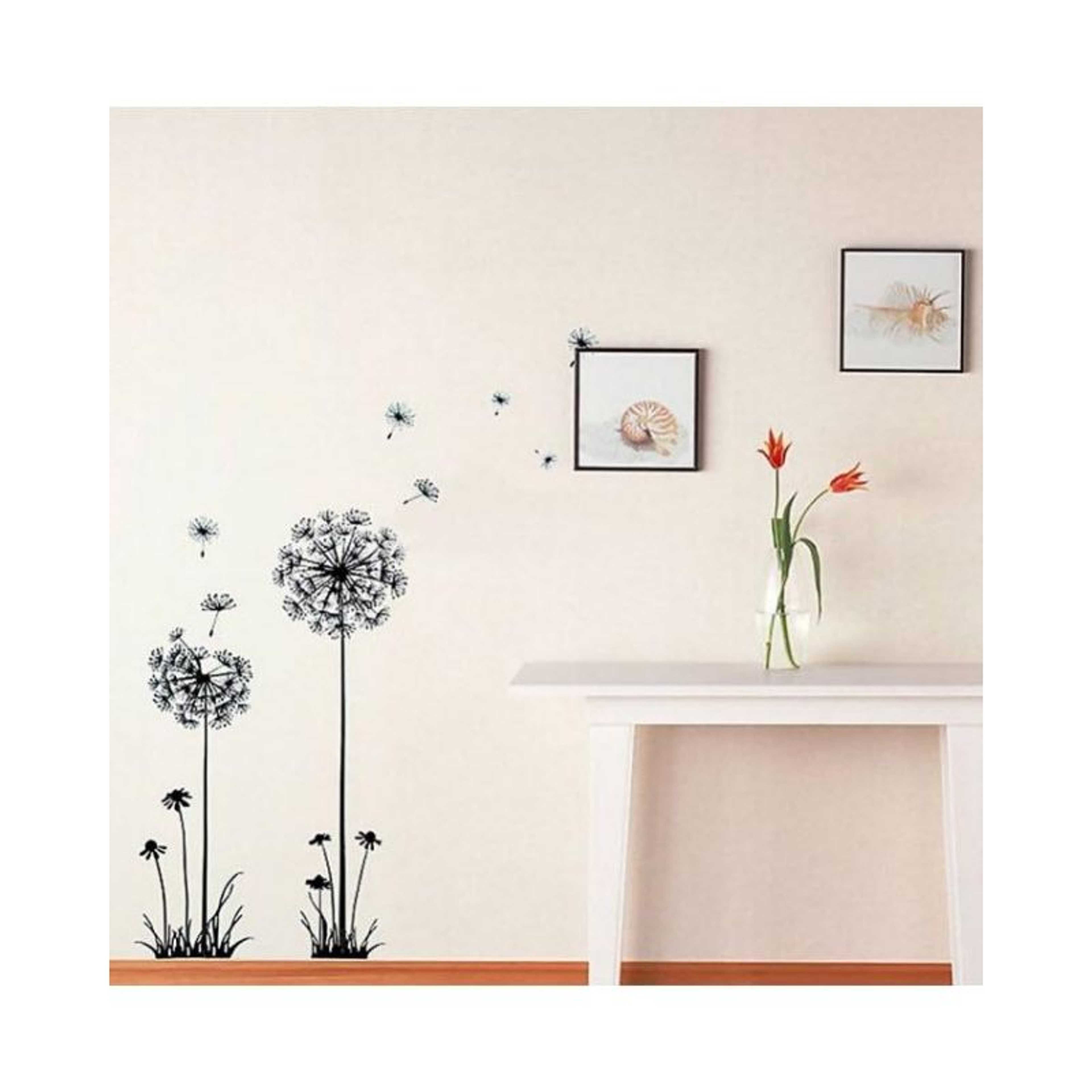 Dandelion Wind Petals Wall Decal Stickers for Bedroom - Black - Product Main Image