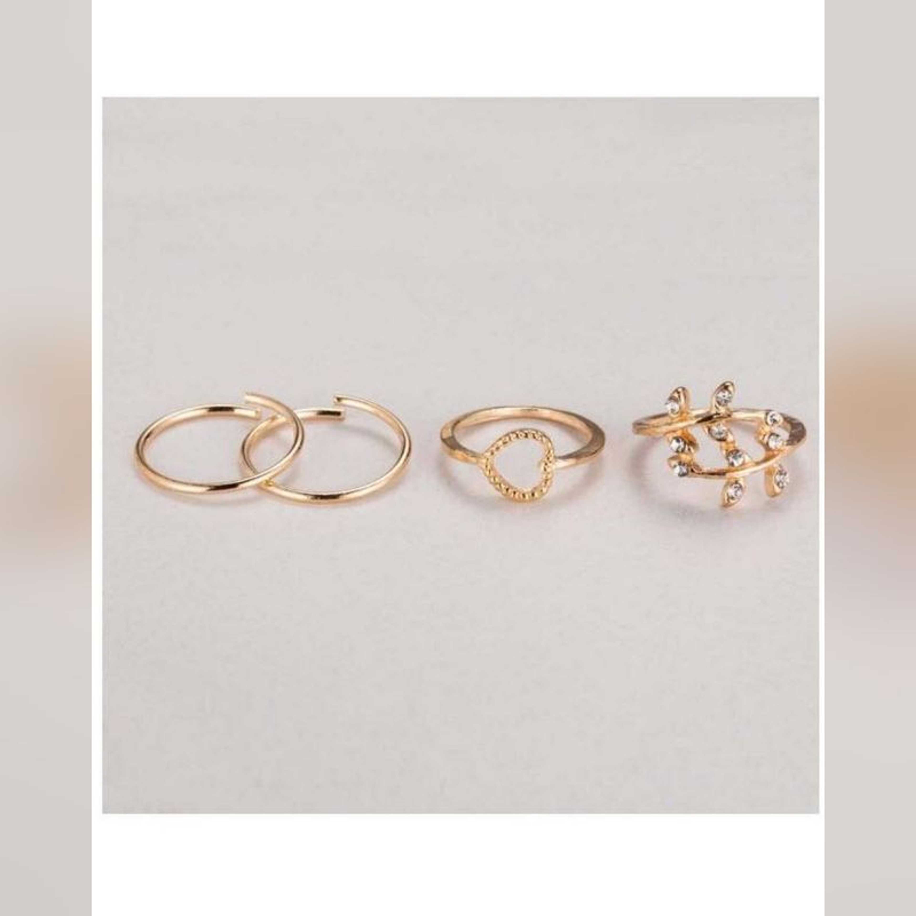 Pack of 4 - Golden Alloy Gold Plated Rings For Women