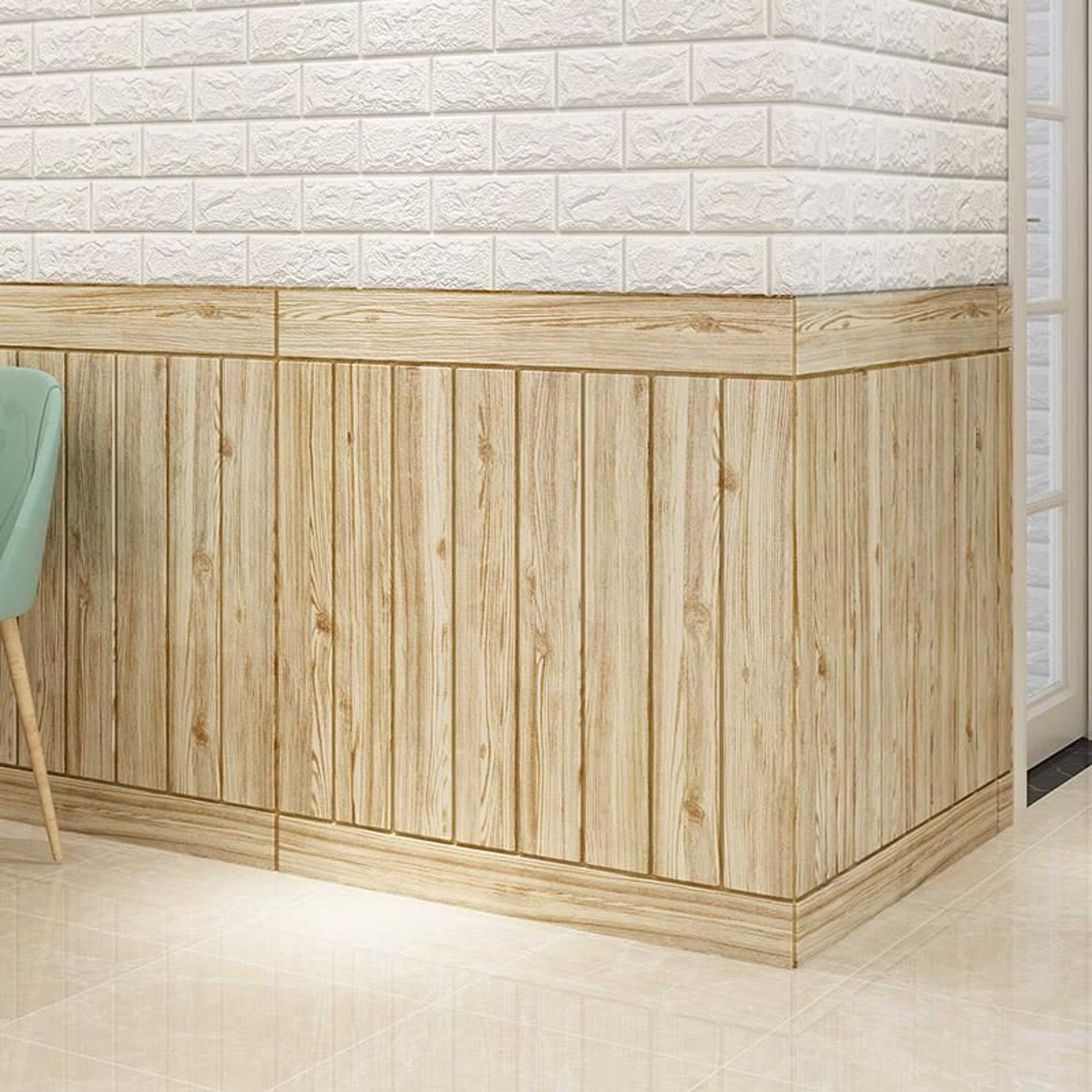 Pack of 6 - 3D Wood Look Wall Sticker Wallpaper Panels - Product Main Image