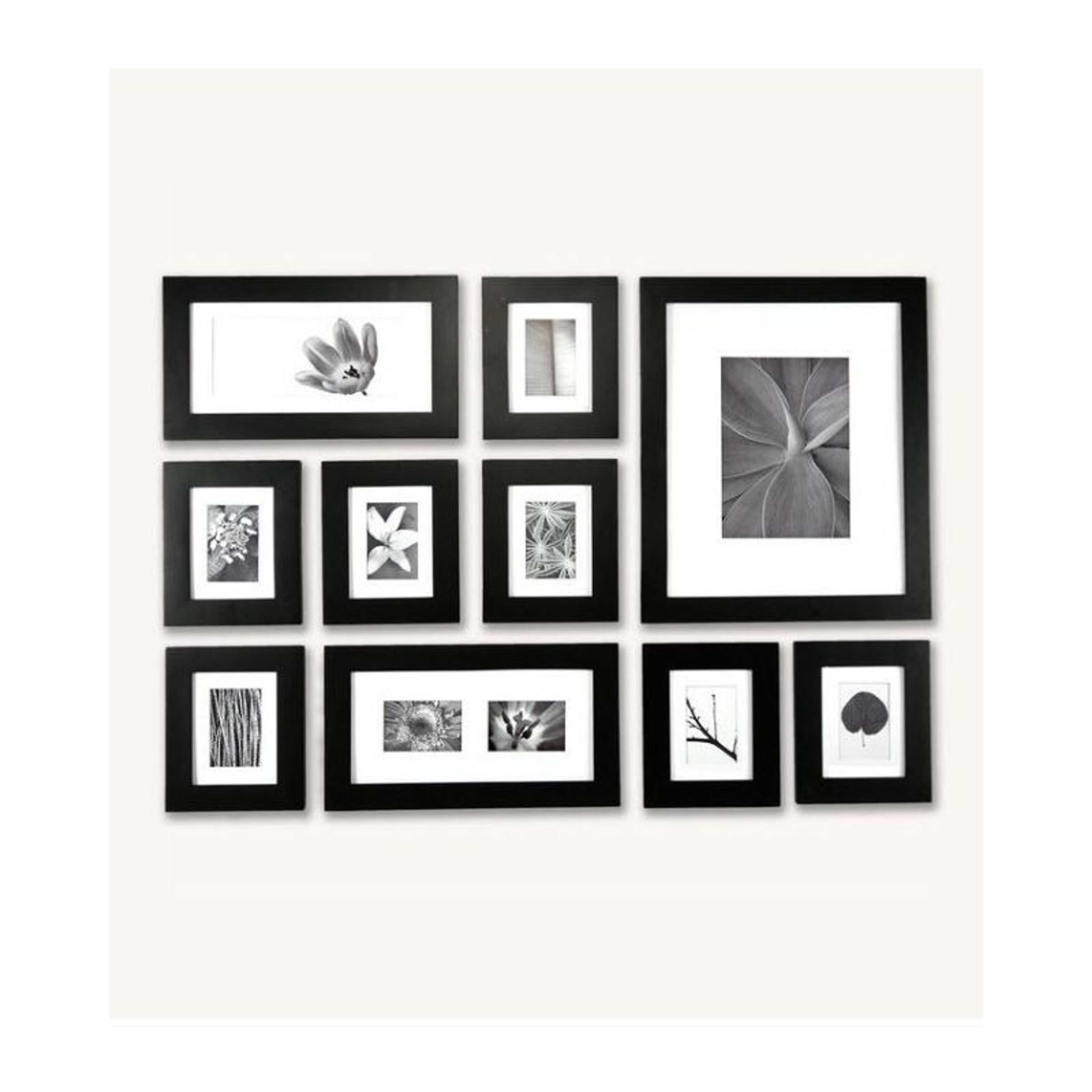 Pack of 10 - Photo Frames Collage Wall Hanging Wall Decor Set - Black