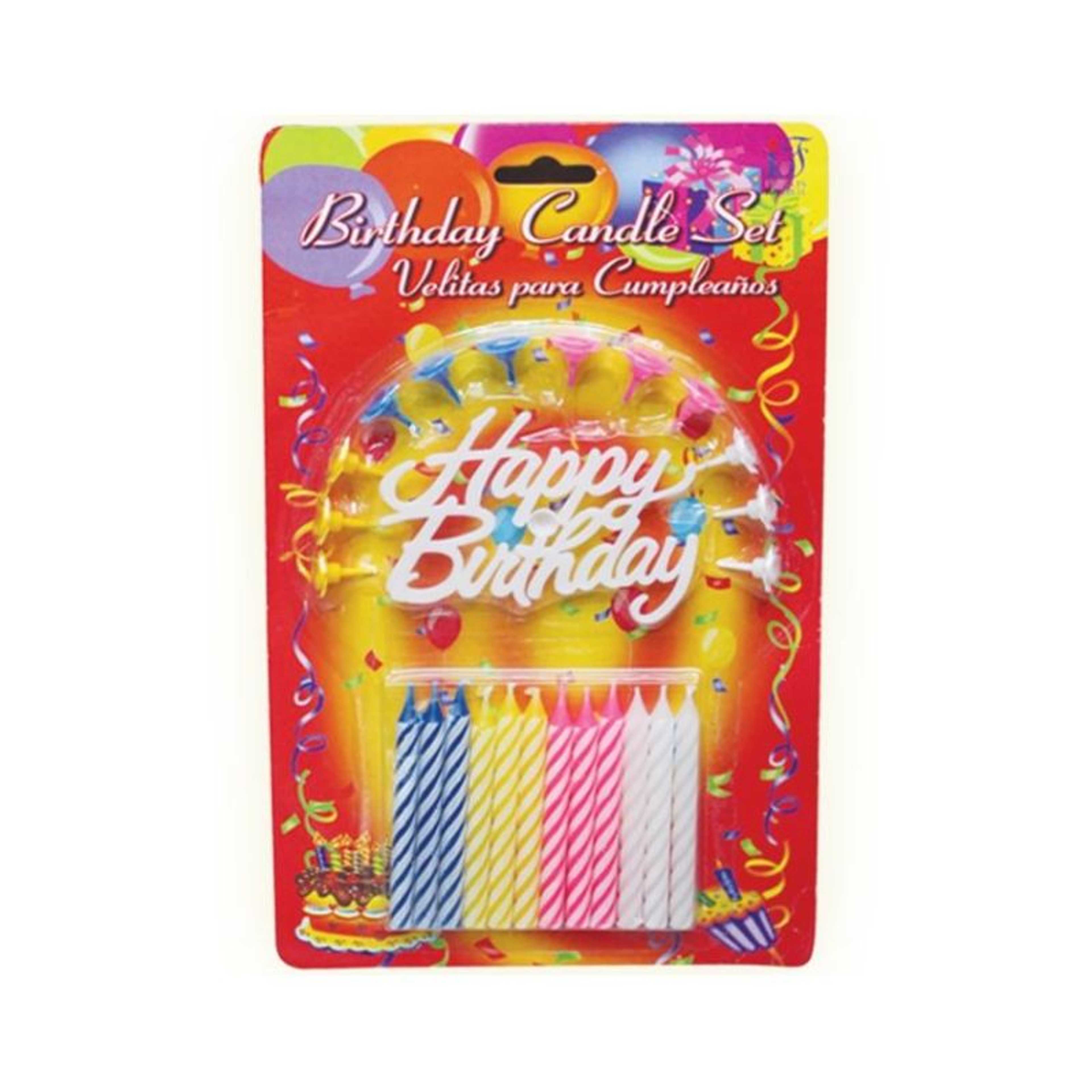 Pack of 12 - Birthday Candle Set - Multicolor