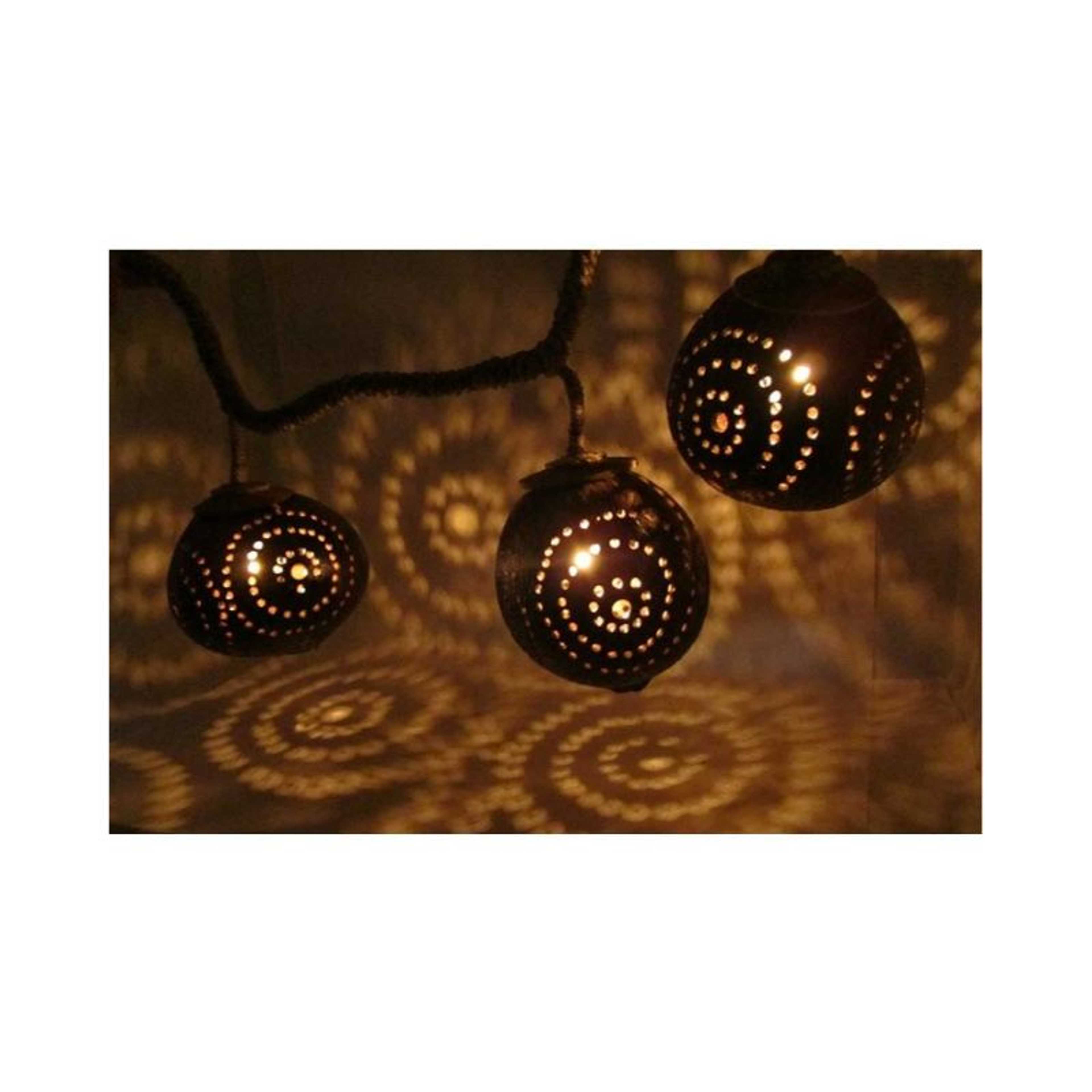 Set of 3 Globes - Natural Thai Coconut Shell Light - Product Main Image