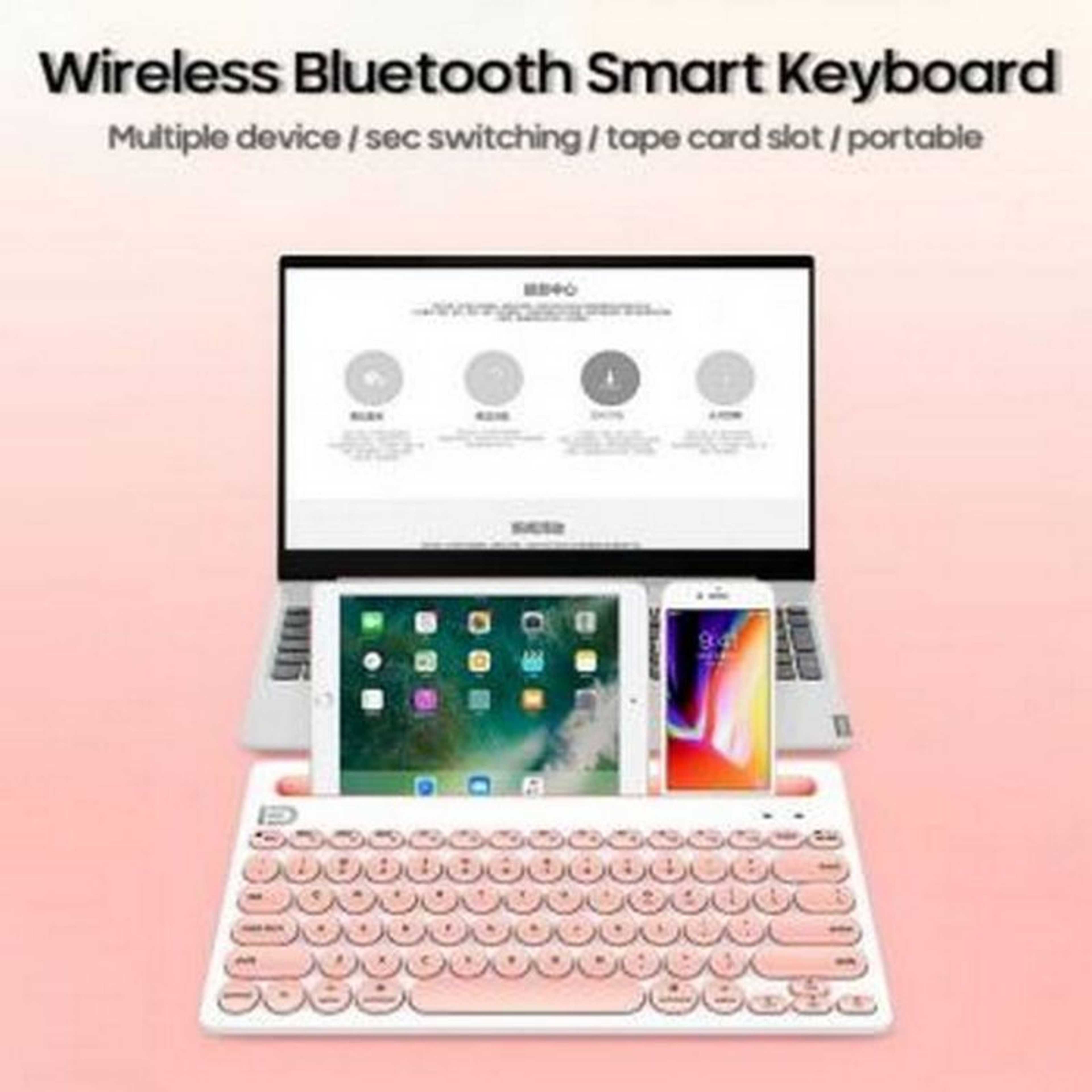 79 Keys Portable Slim Bluetooth Wireless Keyboard With Tablet & Phone Holder, Multi-Device Universal Cute Wireless Bluetooth Keyboard Portable Slim with 20m Connection Distance for Tablet Smart Phone PC Windows Android iOS Mac