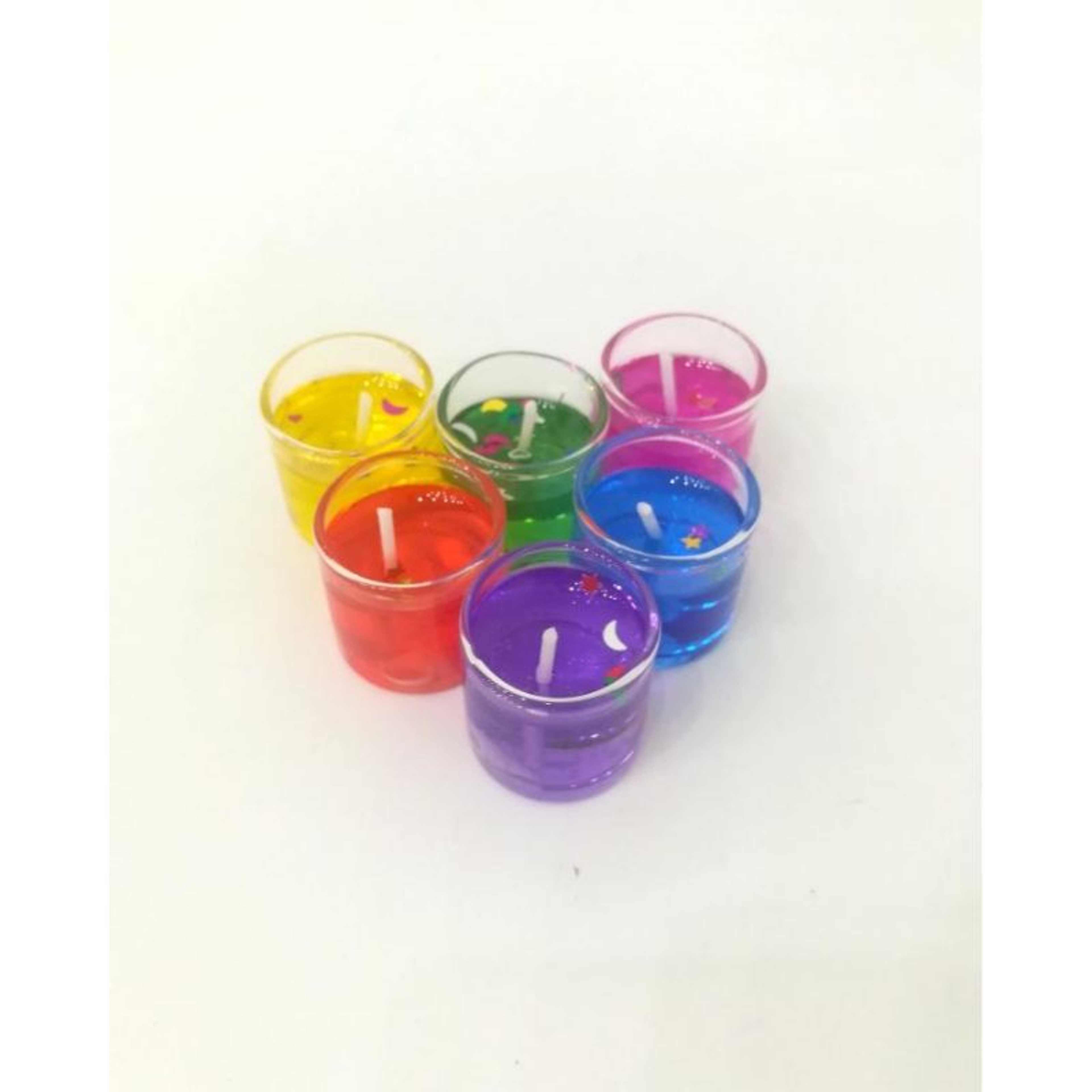 Pack of 6 - Colorful Gel Tealight Candles