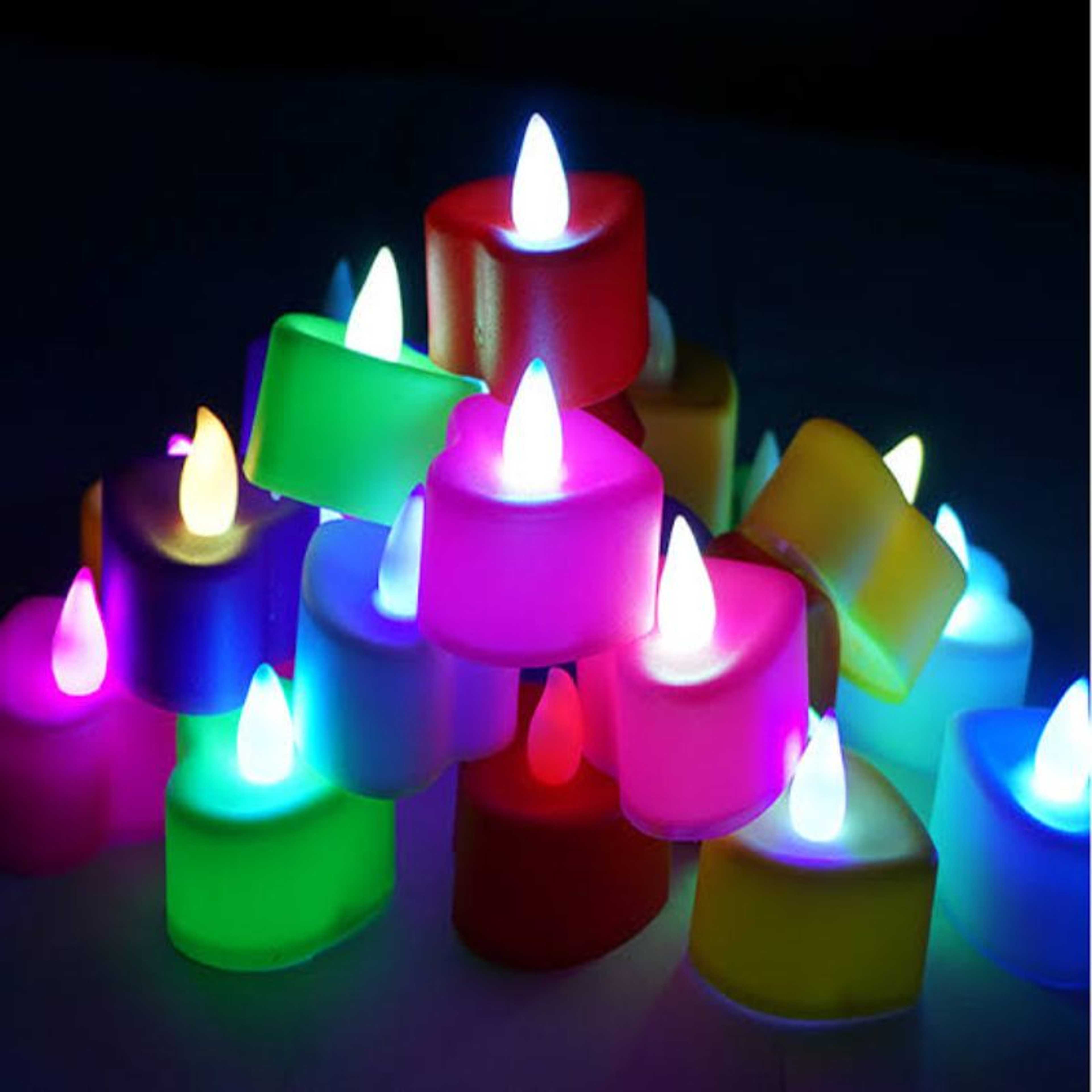 Pack of 24 - LED Heart Shaped Flameless Battery Operated Tealight Candle, Electrical Candles Candle for Home Decorations Wedding Birthday Party Celebrations