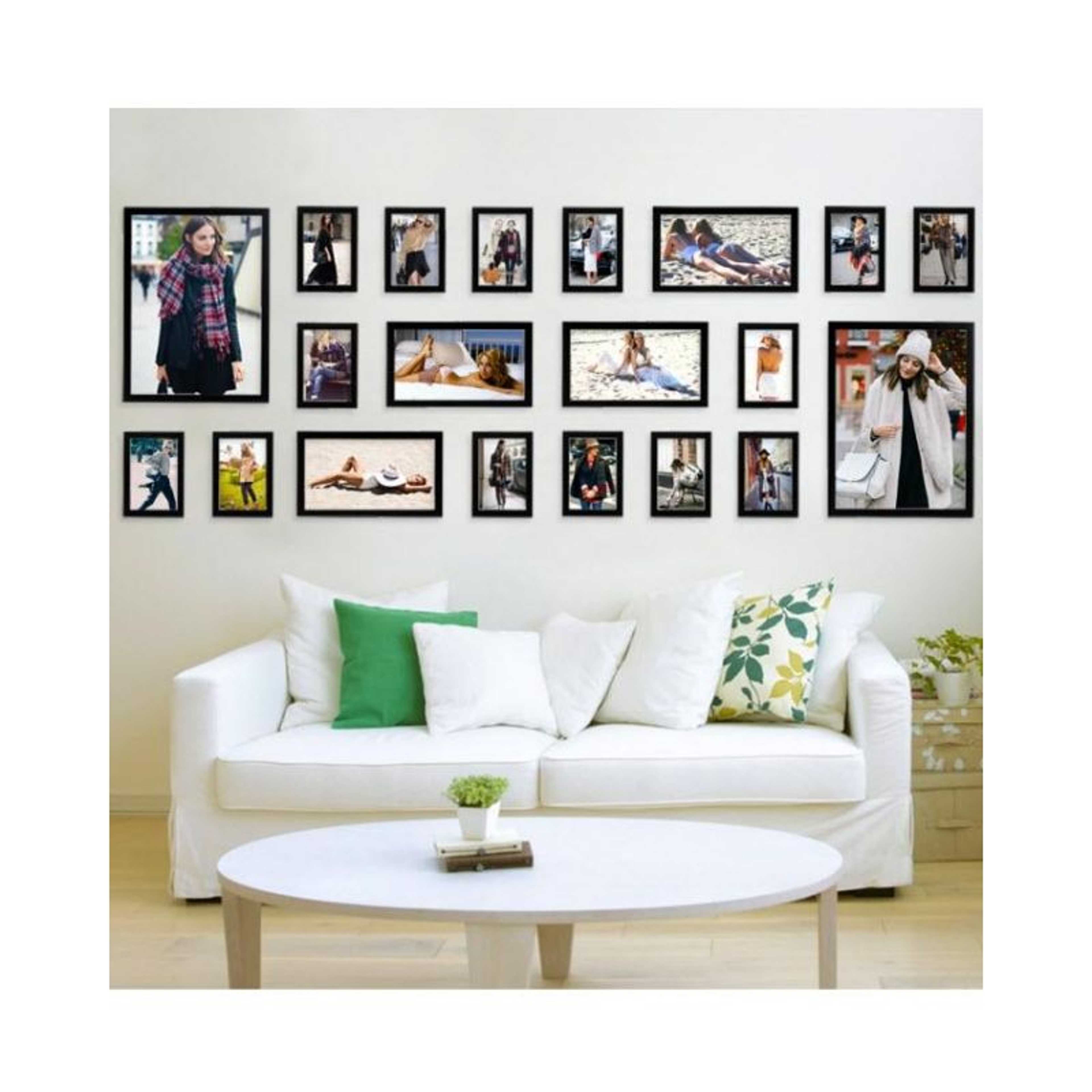 Set of 20 - Photo Frames Collage Wall Hanging Wall Decor Set - Black