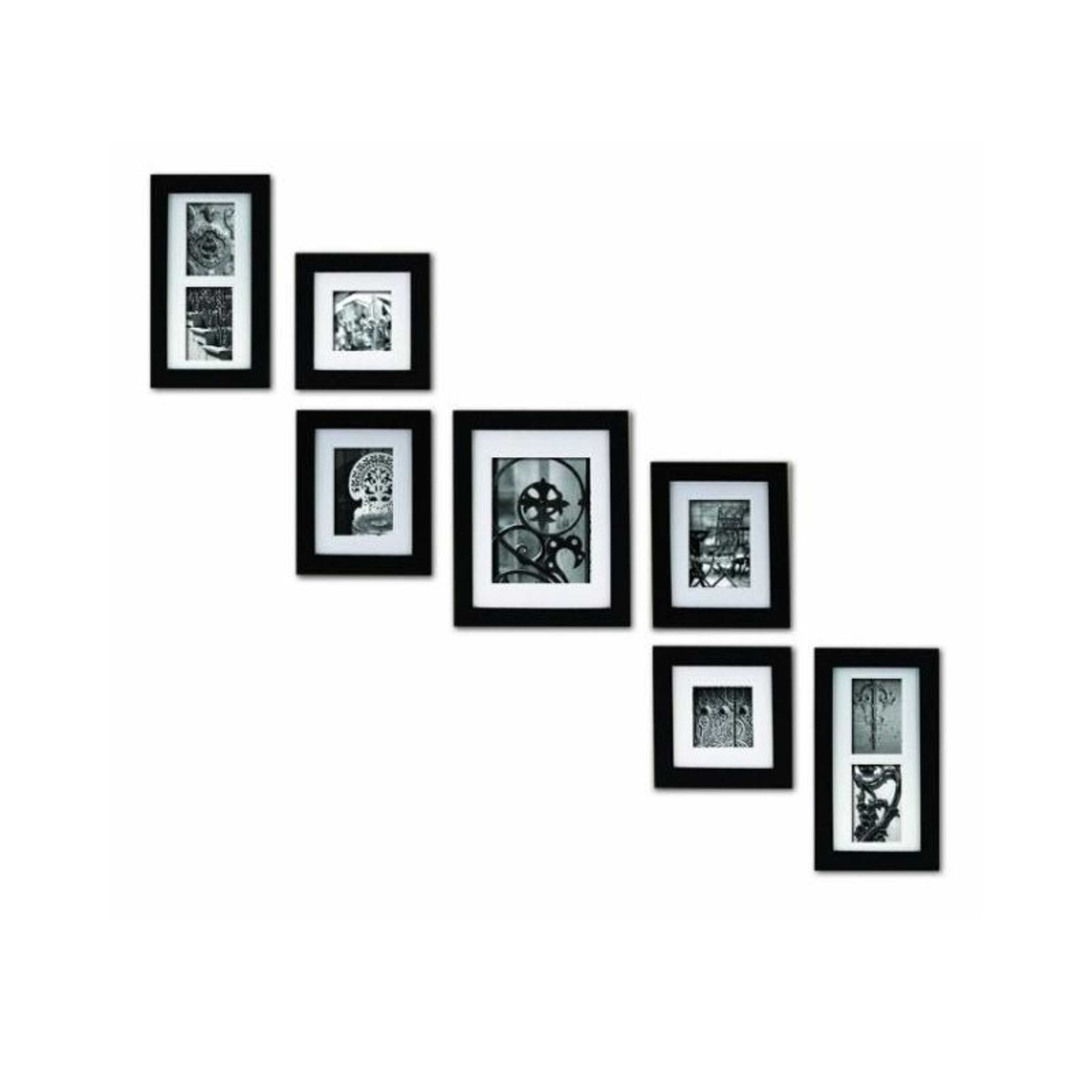 Set of 7 - Photo Frames Collage Wall Hanging Wall Decor Set - Perfect for Stairs