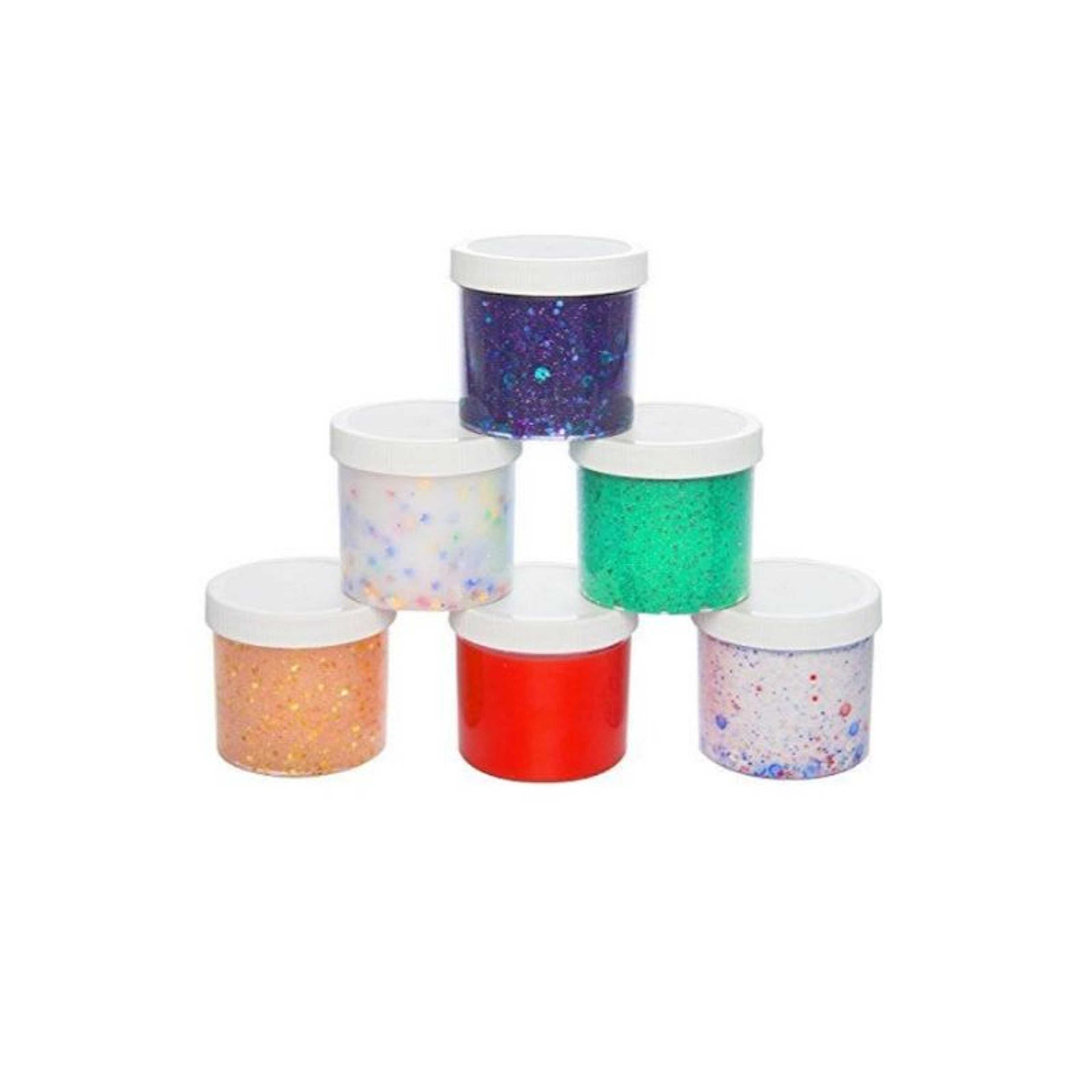 Pack Of 6 - Playful Glitter Slime In Transparent Containers