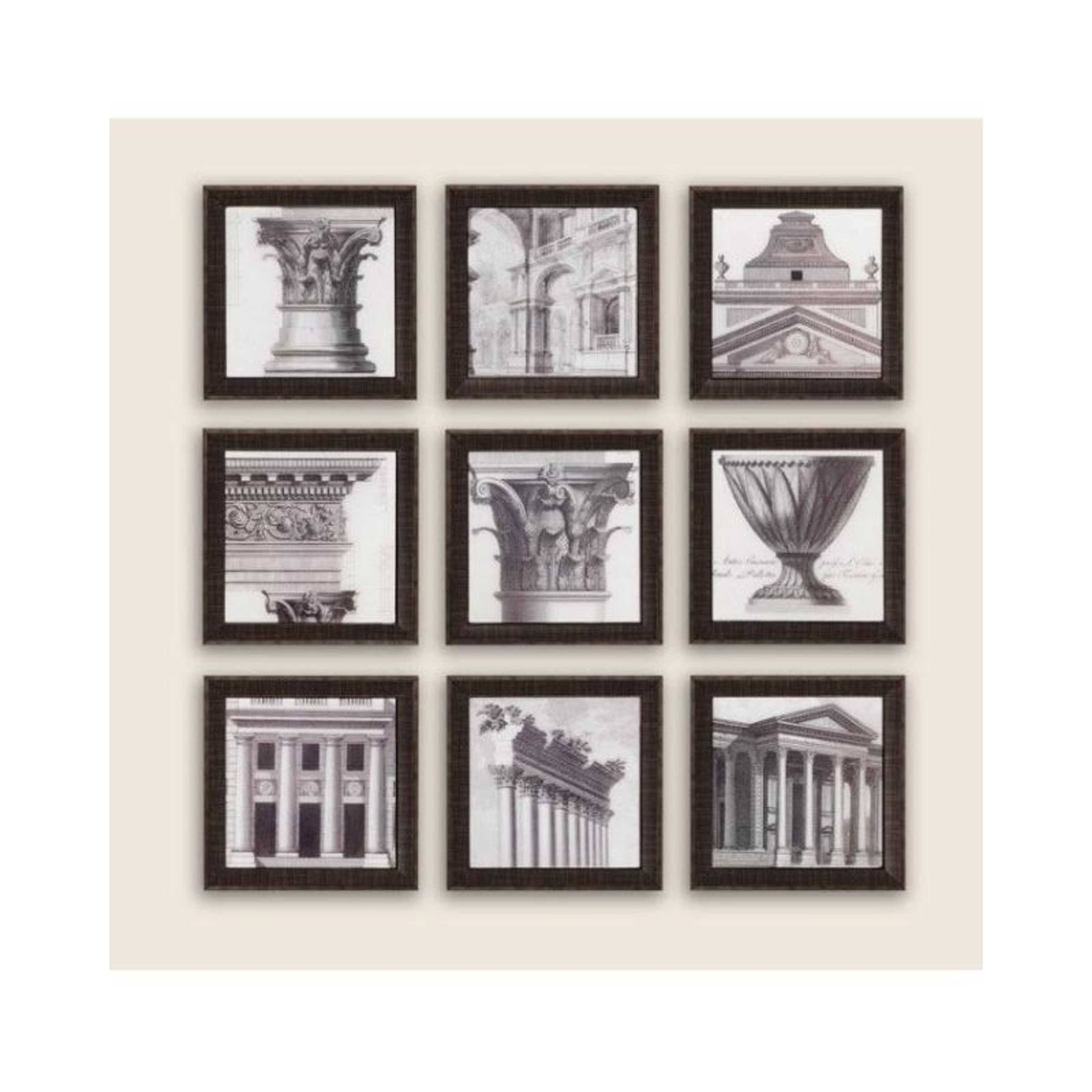 Pack of 9 - Antique Look Photo Frames Collage Wall Hanging Wall Decor Set
