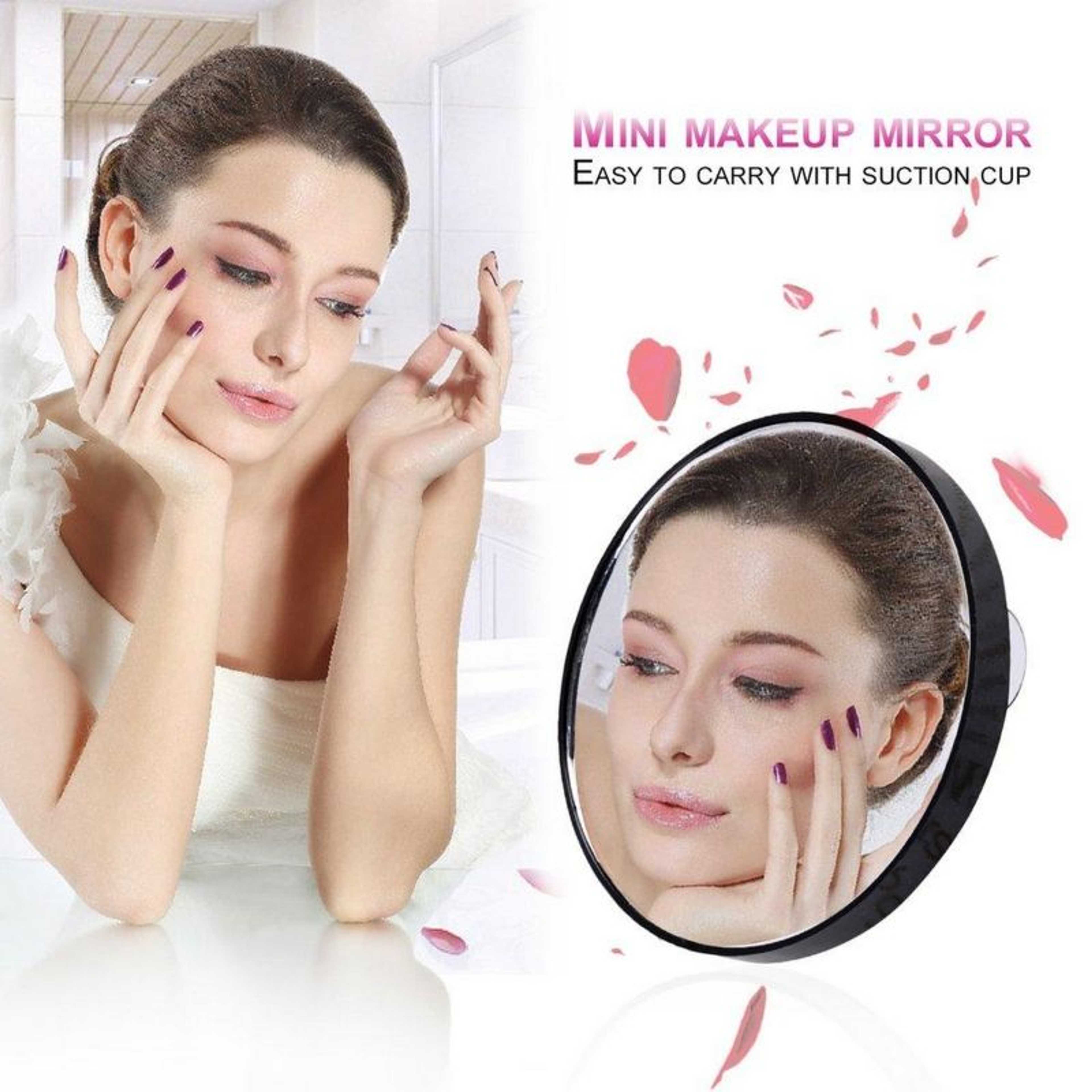 Round 3.5-inches Makeup Mirror With 10X Magnification & Suction Cups, 10X Magnifying Makeup Mirror, Mini Round Makeup Mirror, Magnifying Mirror