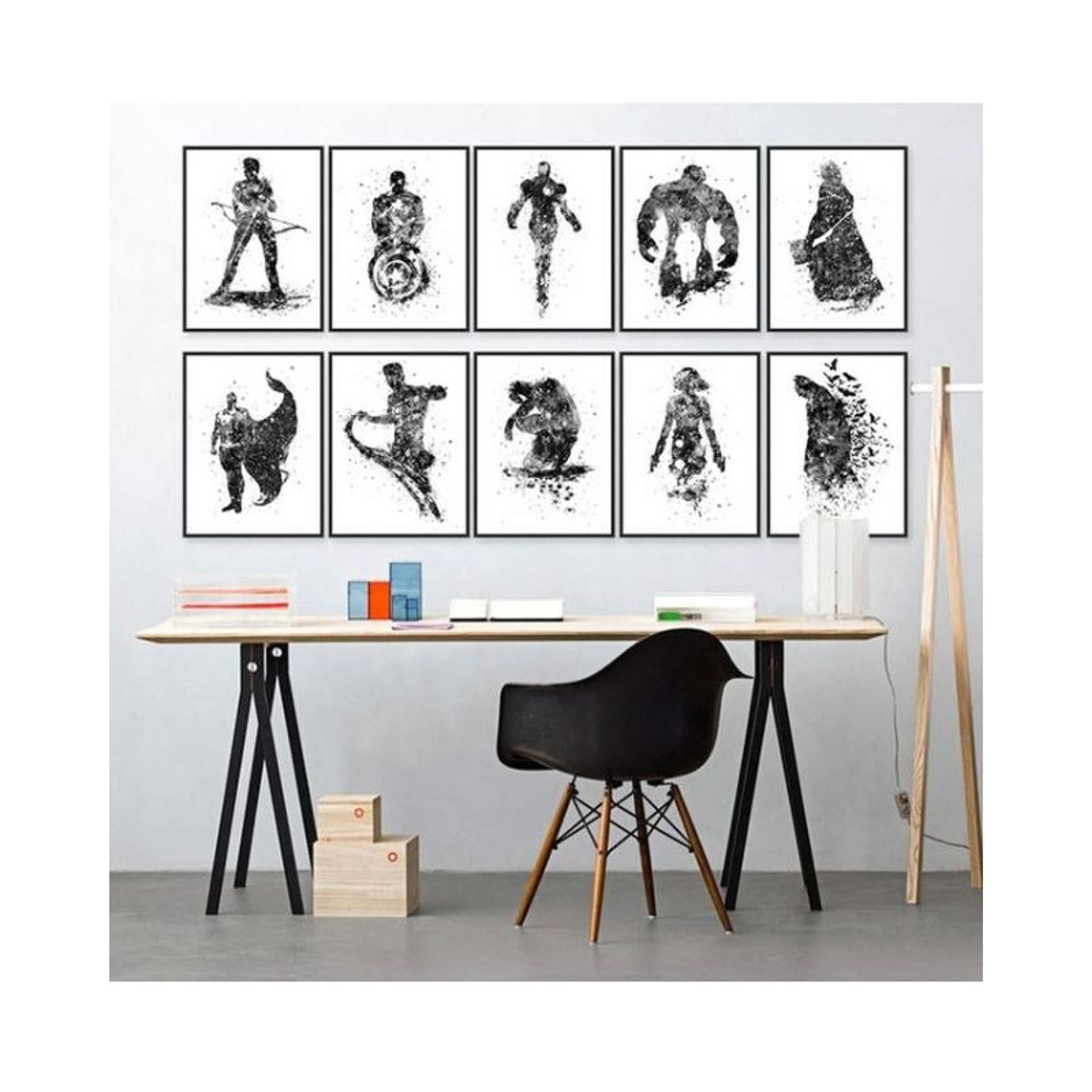 Set of 10 - Photo Frames Collage Wall Hanging Wall Decor Set - Black