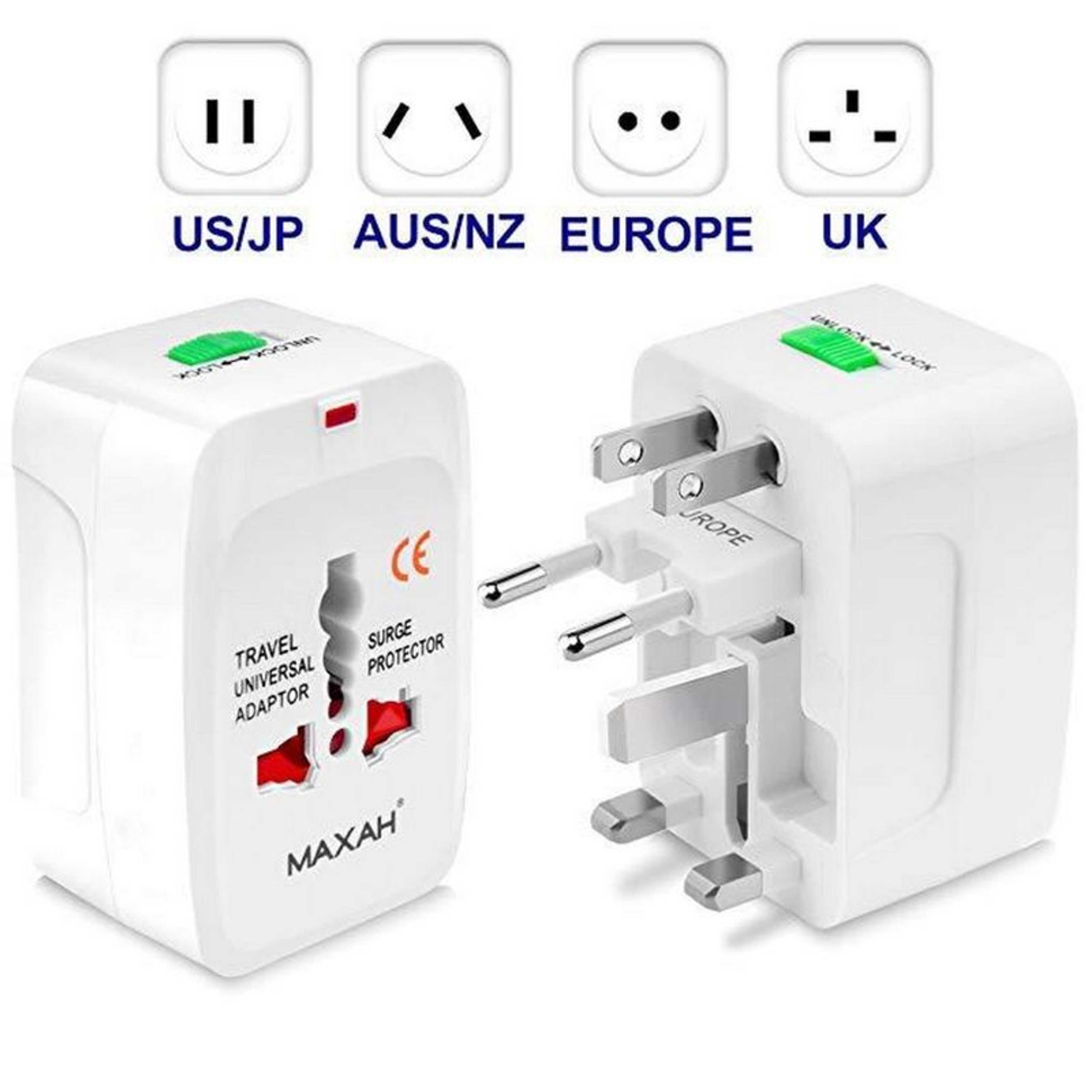 Surge Protector All in One Universal Worldwide Travel Wall Charger Adapter AC Power AU UK US EU Conversion Plug Adaptor