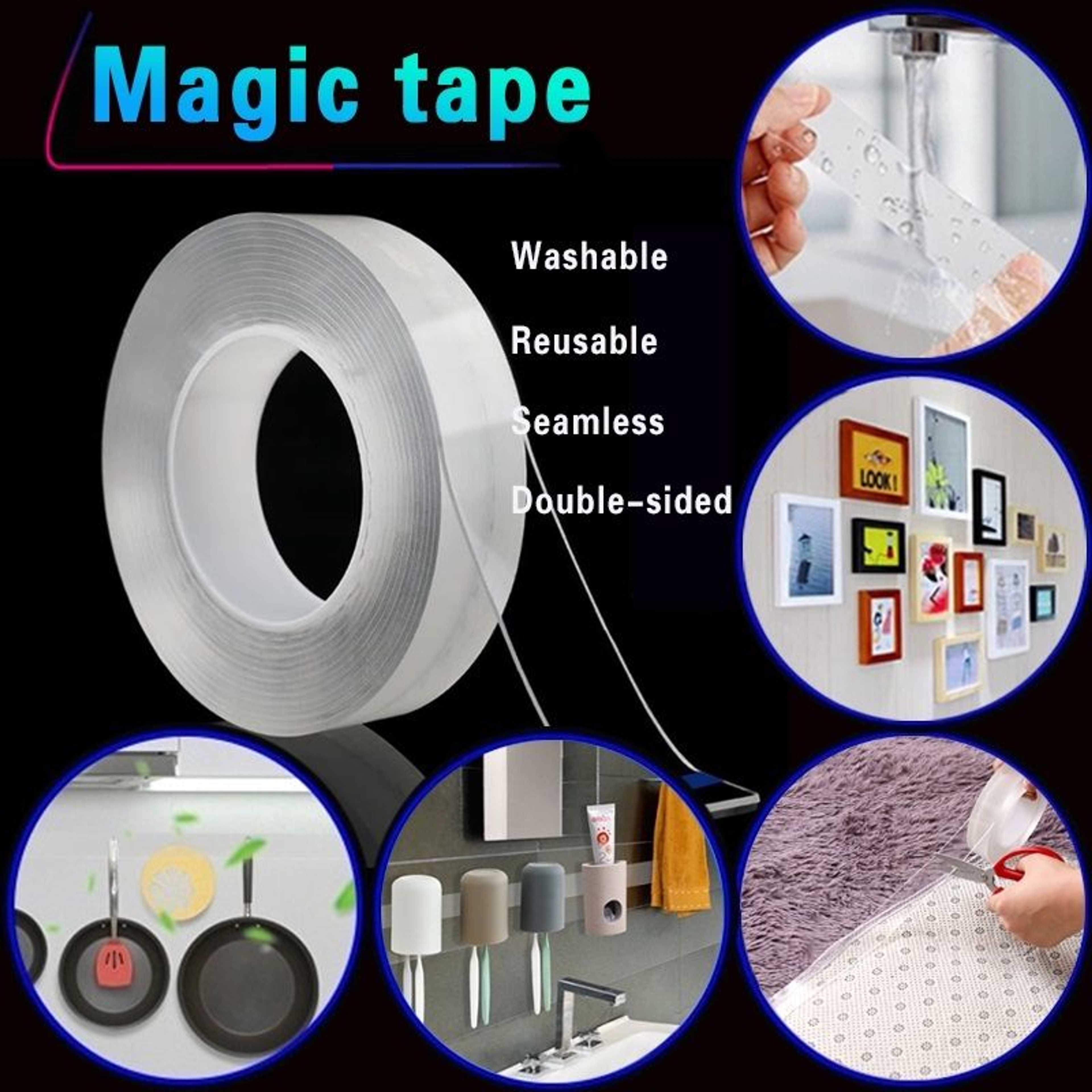 5 Meter Double Side Adhesive Tape Silicone Tape Removable Transparent Tape Reusable Nano Tape for Home, Wall, Kitchen, Magic Tape