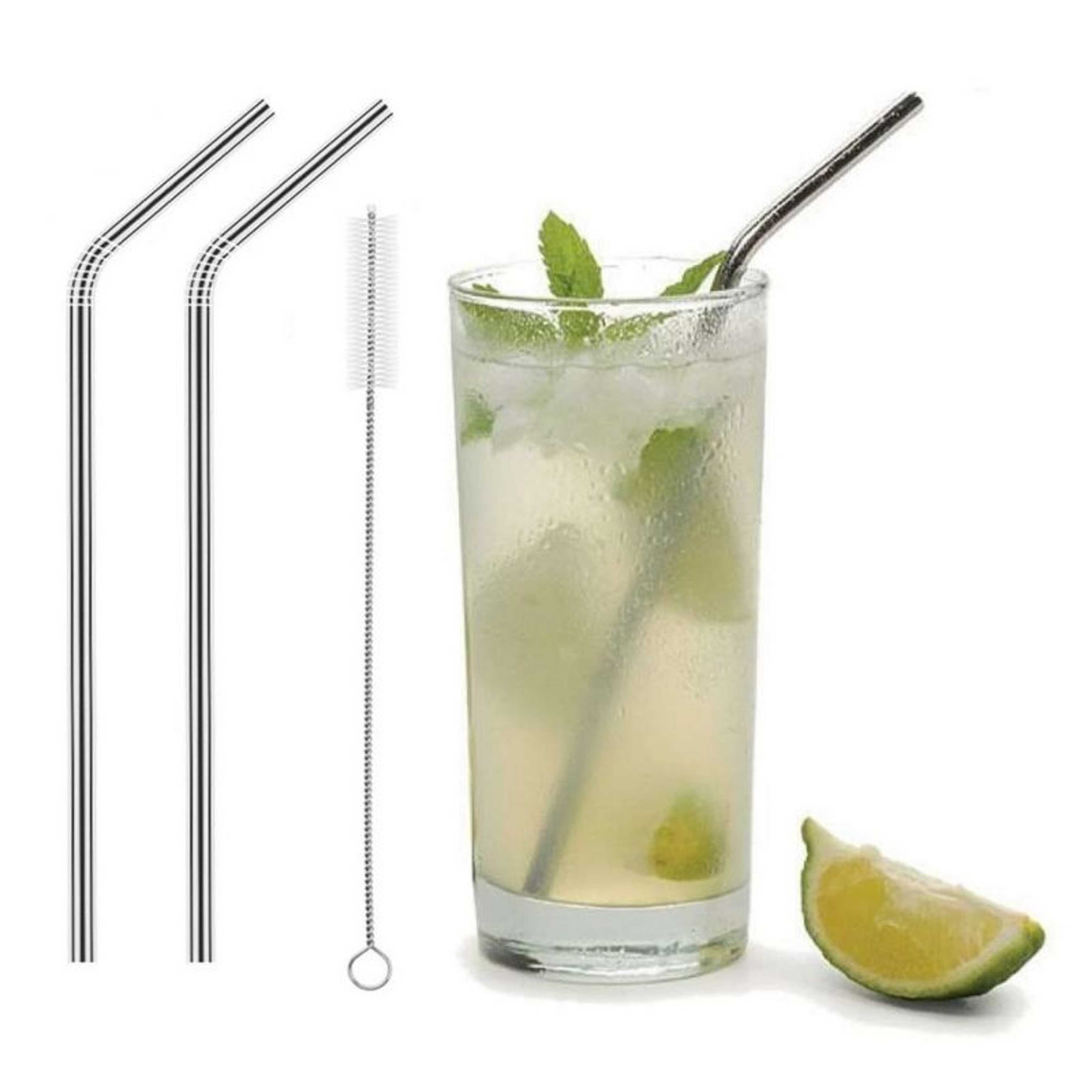 Stainless Steel Reusable Drinking Straws With Cleaning Brush