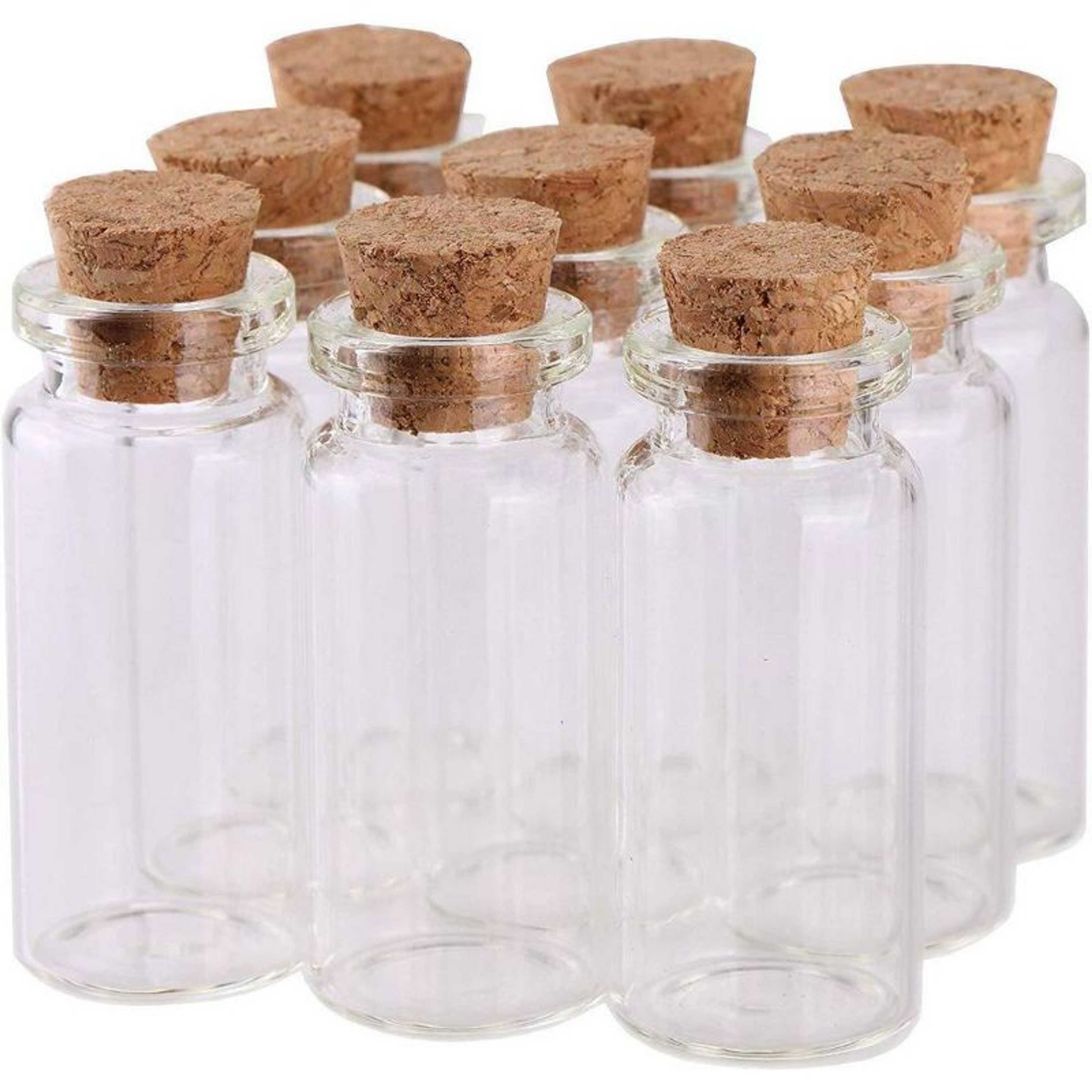 Pack of 10 - Mini Glass Bottles with Cork Stoppers for Arts & Crafts