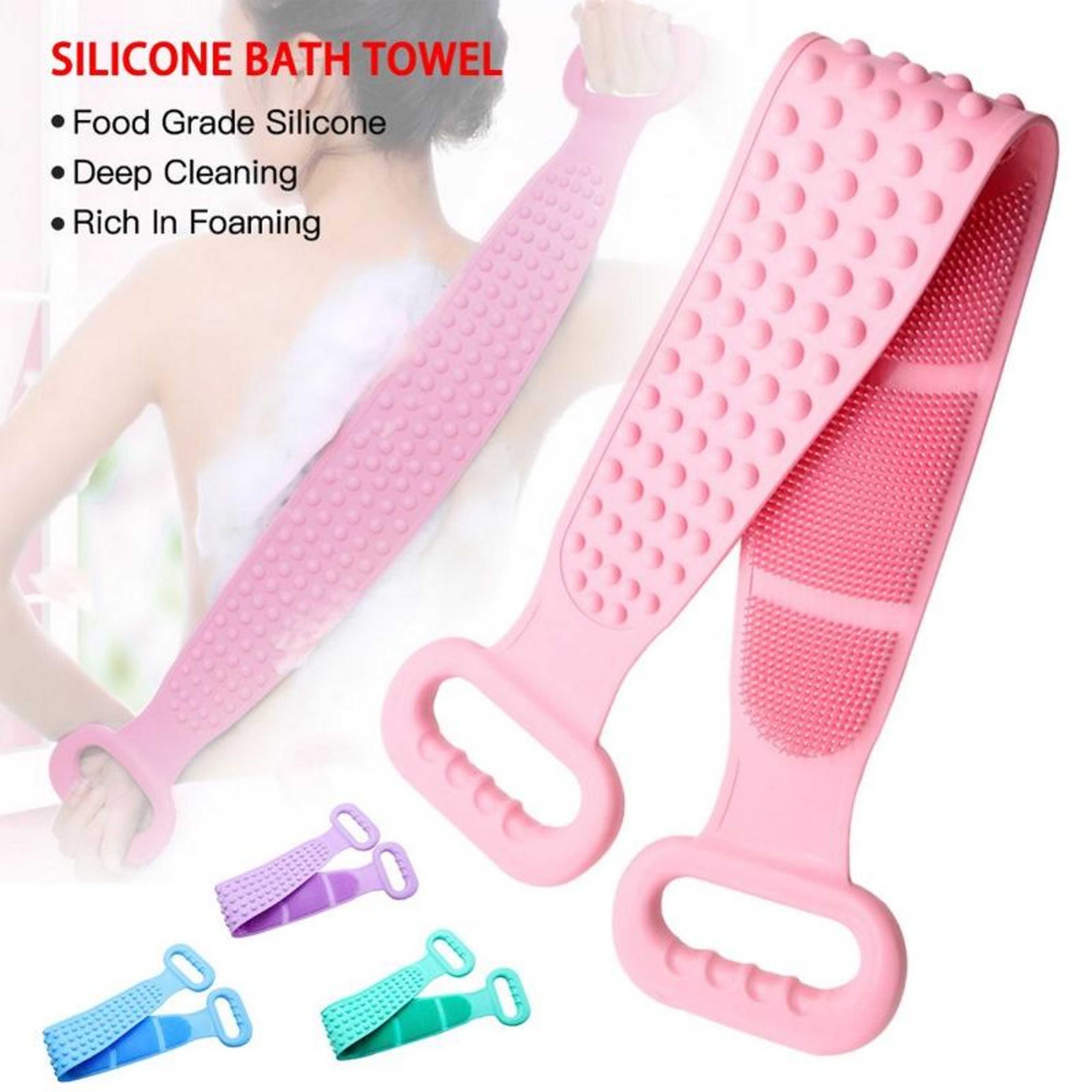 Random Color Extendable Silicone Back Body Scrubber Brush Belt Exfoliating Scrubber, Bath Shower Silicone Body Brush Bath Belt