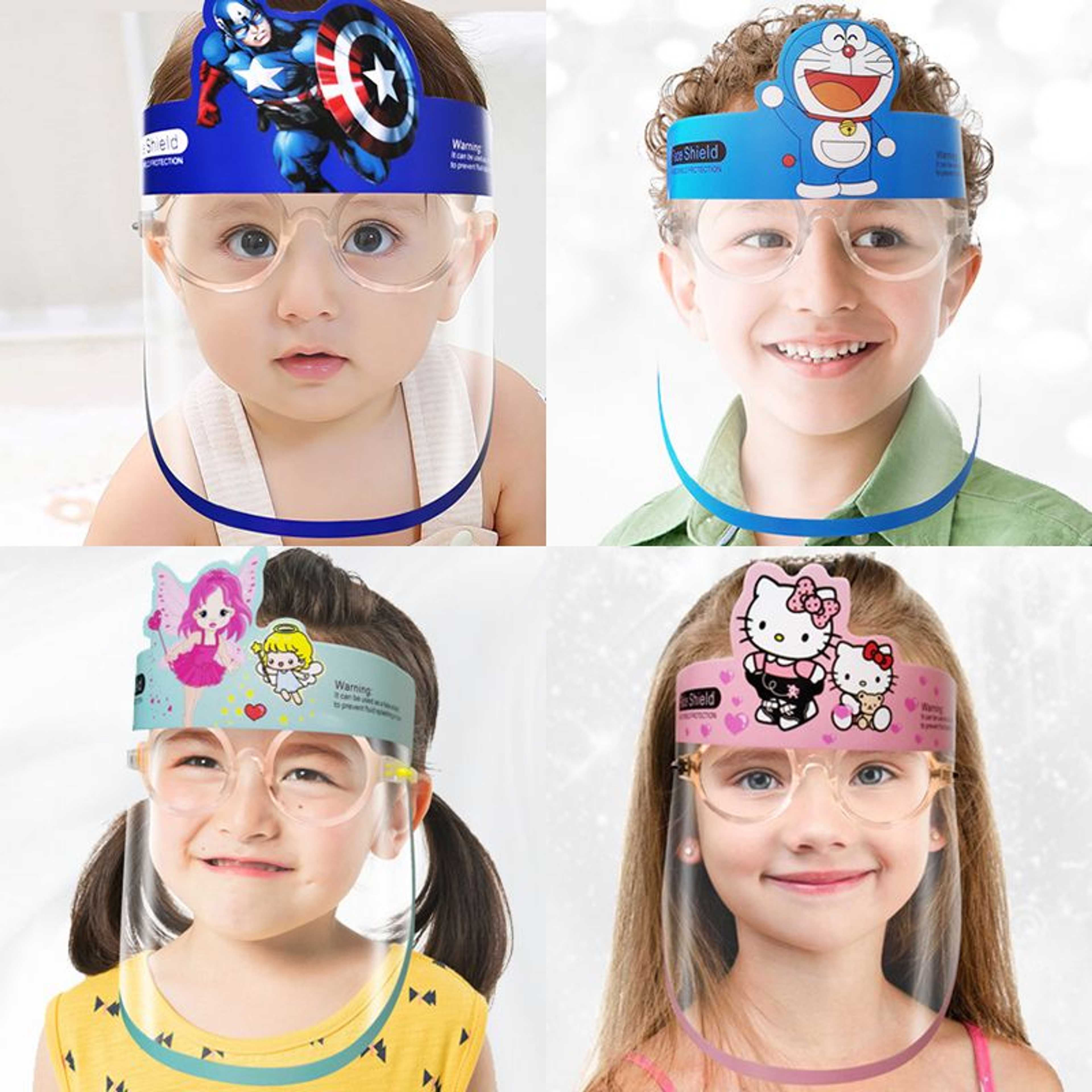 Pack of 5 - Random Characters Face Protection Transparent Face Shield With Plastic Frame