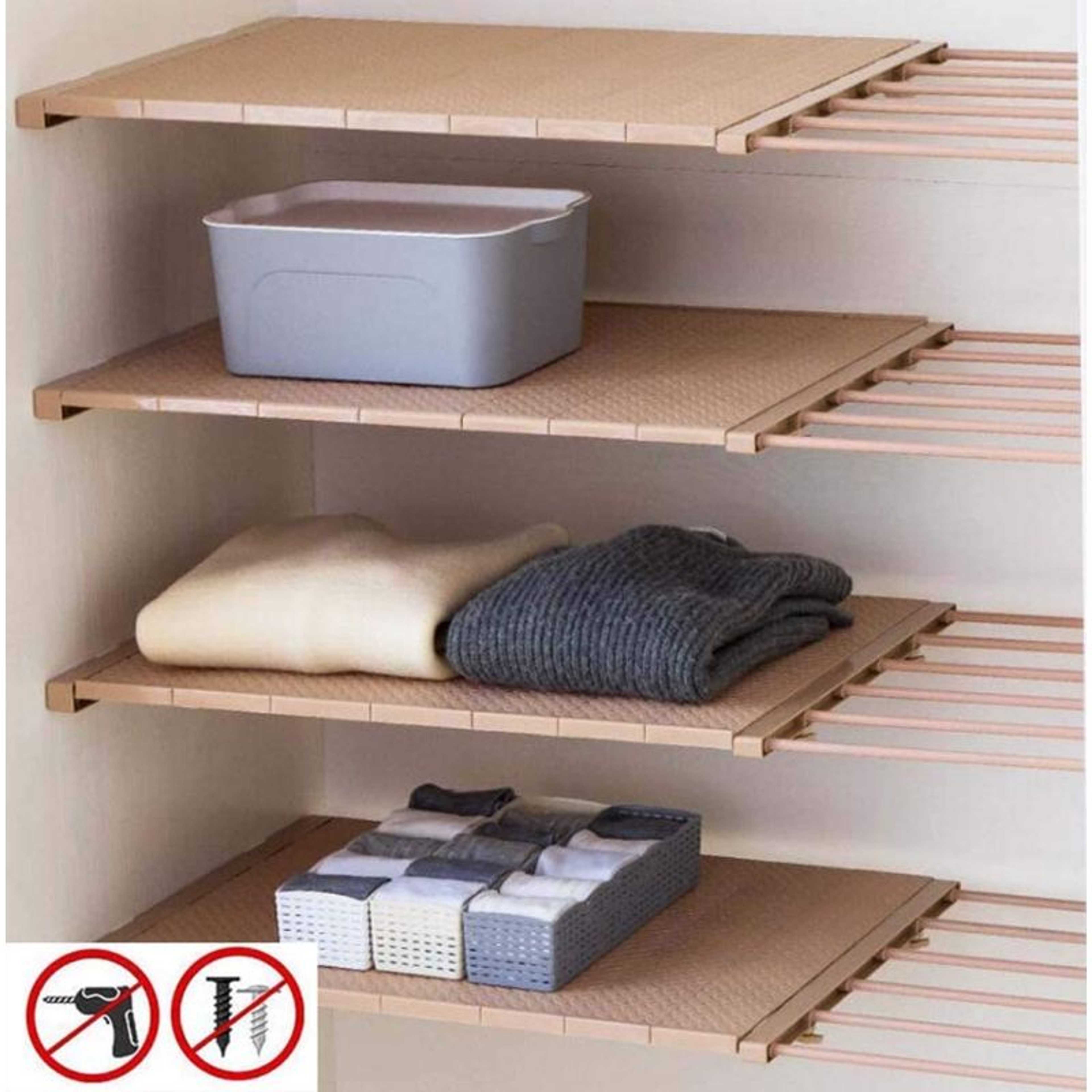 Extendable DIY Cupboard Divider Wardrobe Closet Shelf Adjustable Storage Rack Separator for Cupboard Space Saving Adjustable Wall Mounted Shelf Divider Wardrobe Storage Organizer