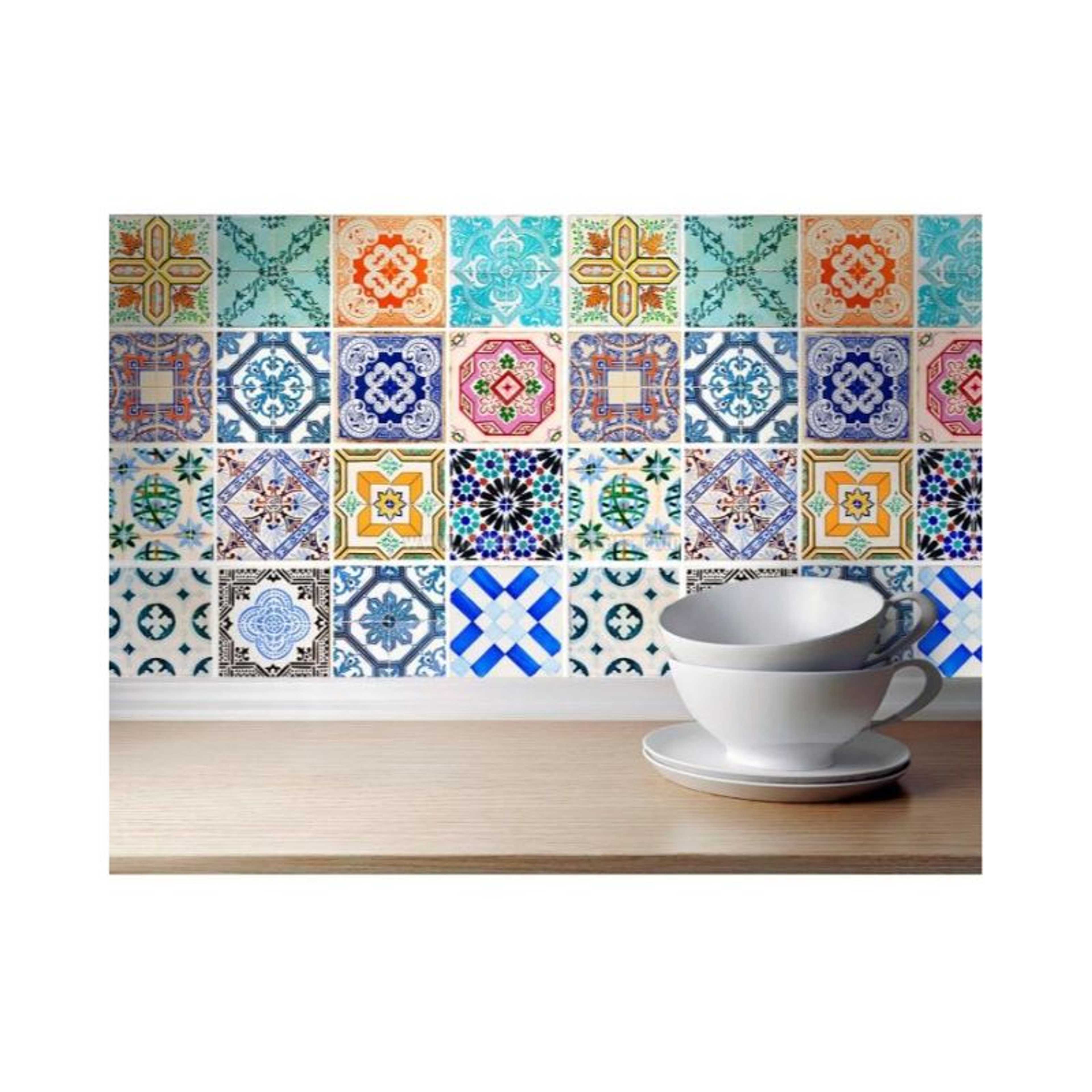 Pack of 24 - Traditional Talavera Moroccan Vintage Tile Stickers for Bathroom & Kitchen - 6x6 Inches each
