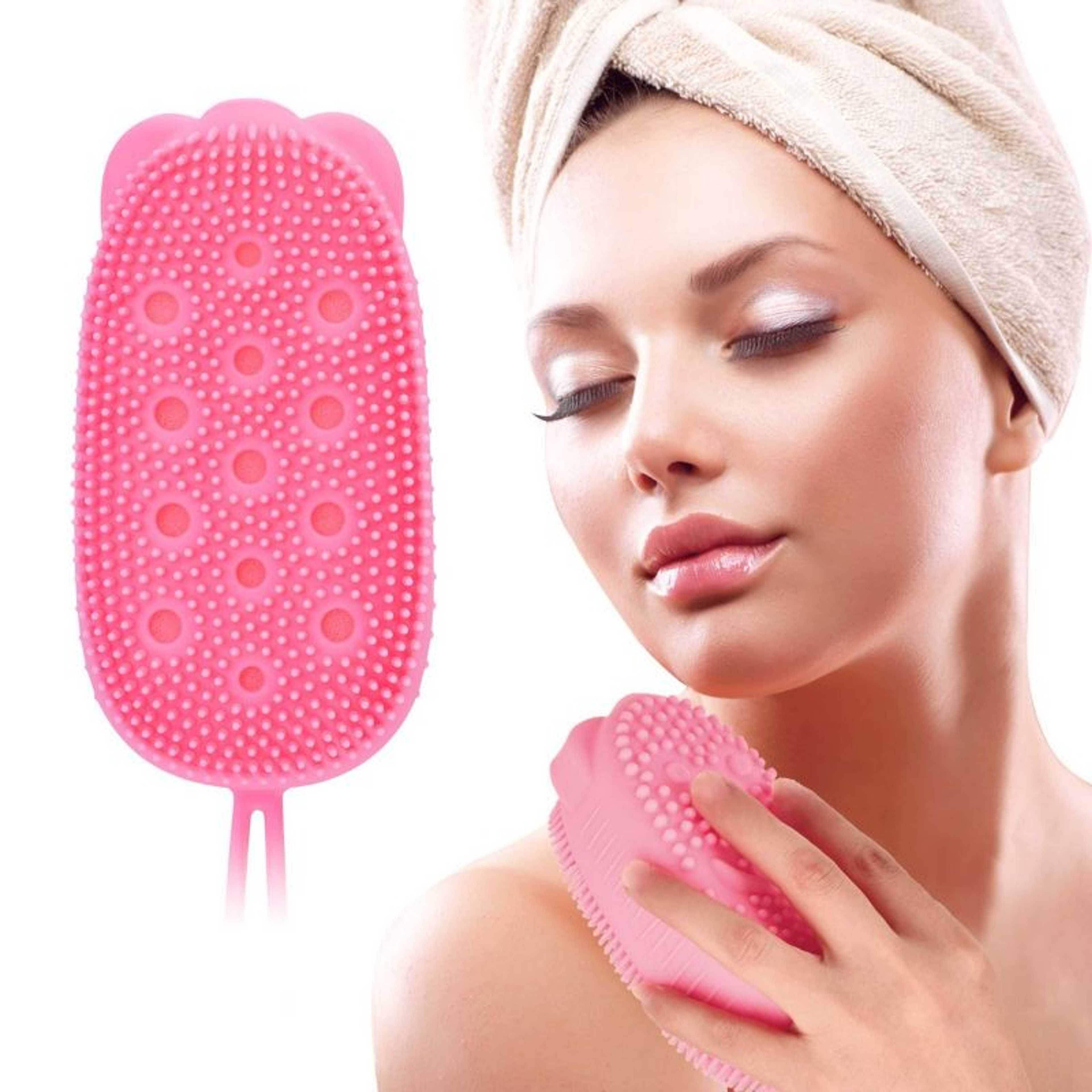 Random Color Silicone Bubble Bath Brush Double-Sided Massage Scalp Backrubbing Bath Massage Brush, Silicone Body Massage Brush, Body Scrubber Bath Brush, Silicone Massage Exfoliating Bath Brush