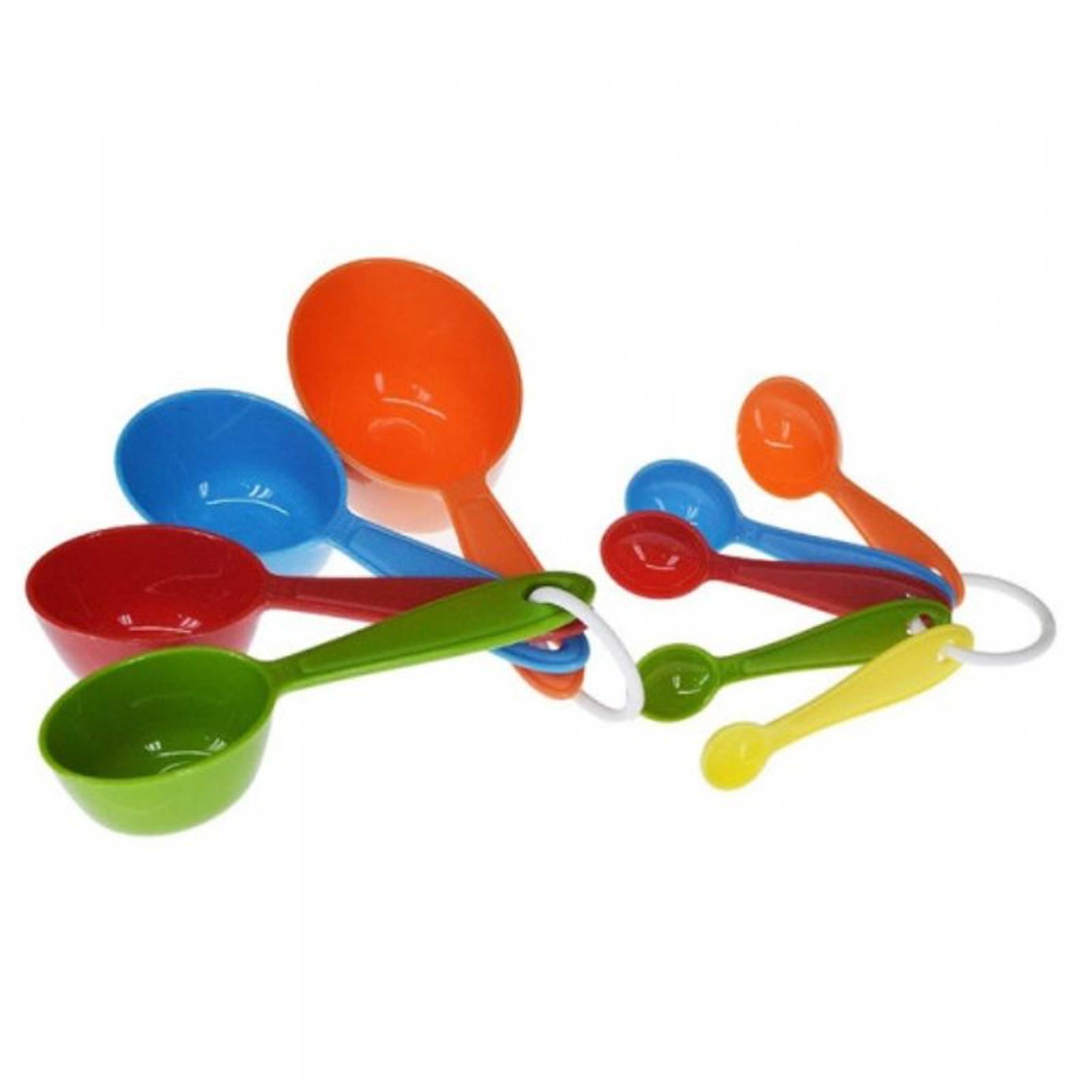 Set of 9 - Plastic Multicolor Kitchen Baking Measuring Spoons & Cups - Random Color
