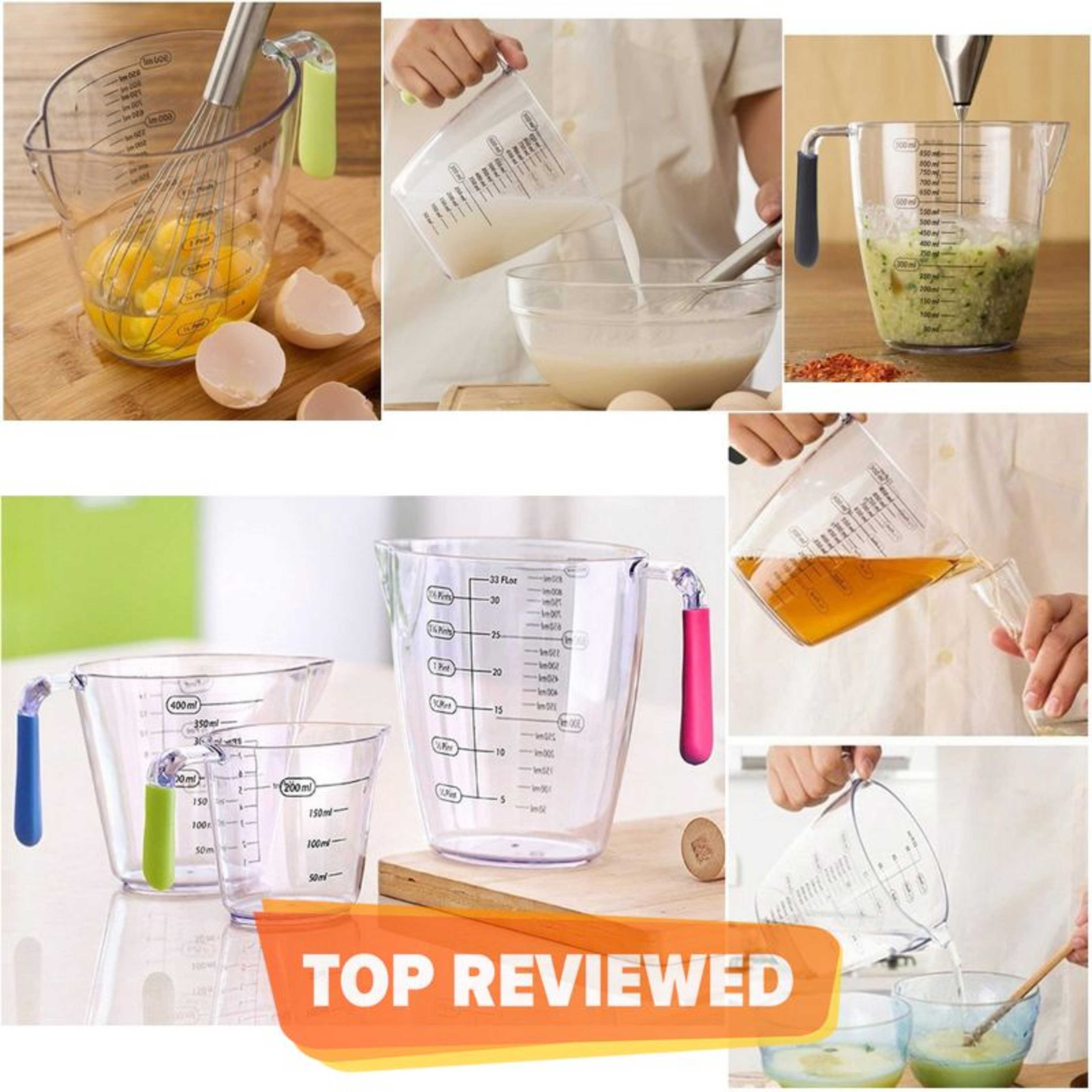 Measuring Jugs BPA-free Stackable Clear Heat-resistant Measuring Cups With Angled Grip and Spout For Dry Ingredients & Liquids