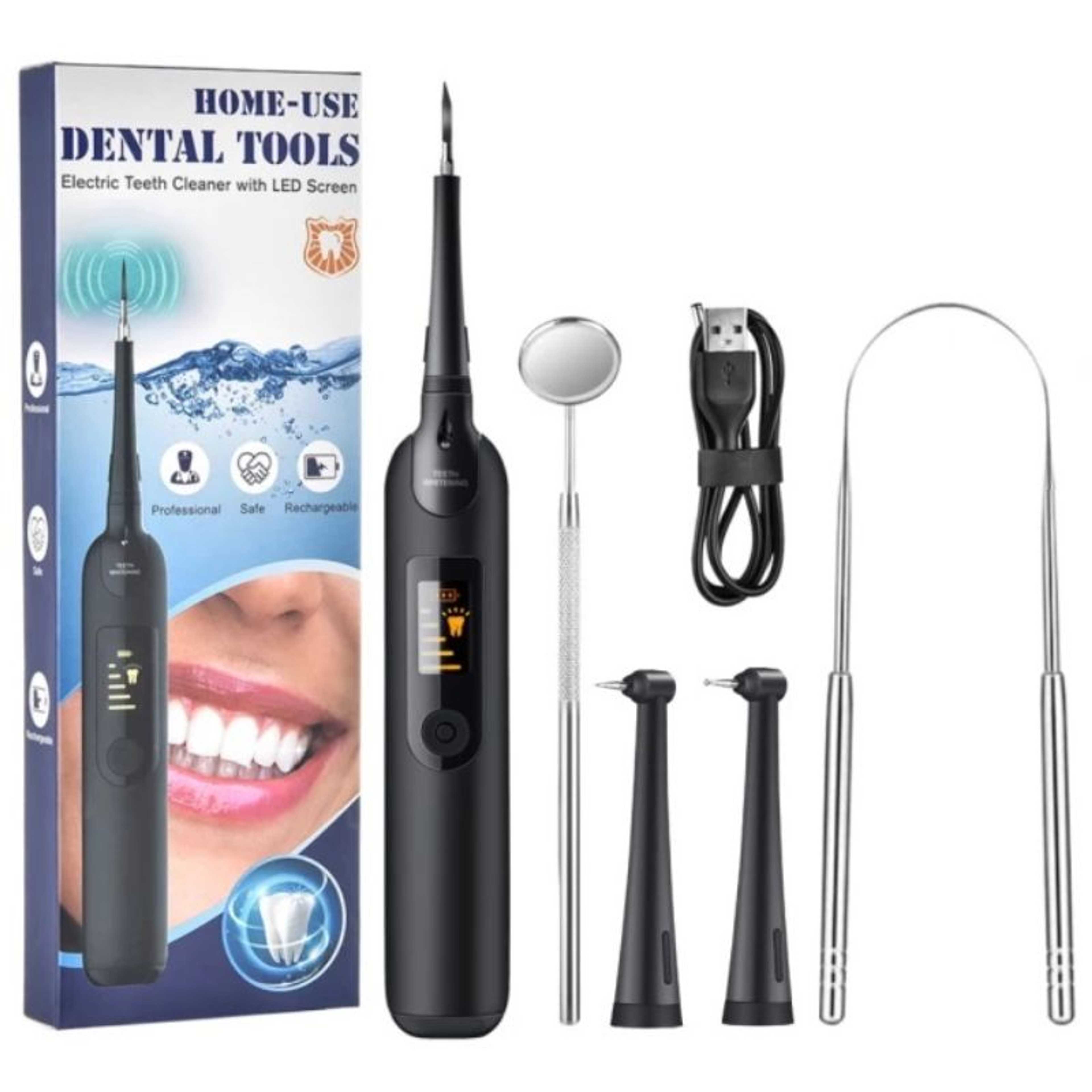 Electric Teeth Cleaner With Led Screen, Electric Dental Calculation and Dirt Scaler, Electric Dental Calculus Remover, Ultrasonic Tooth Cleaner Portable Sonic Tartar Plaque Stain Remover For Teeth Cleaning