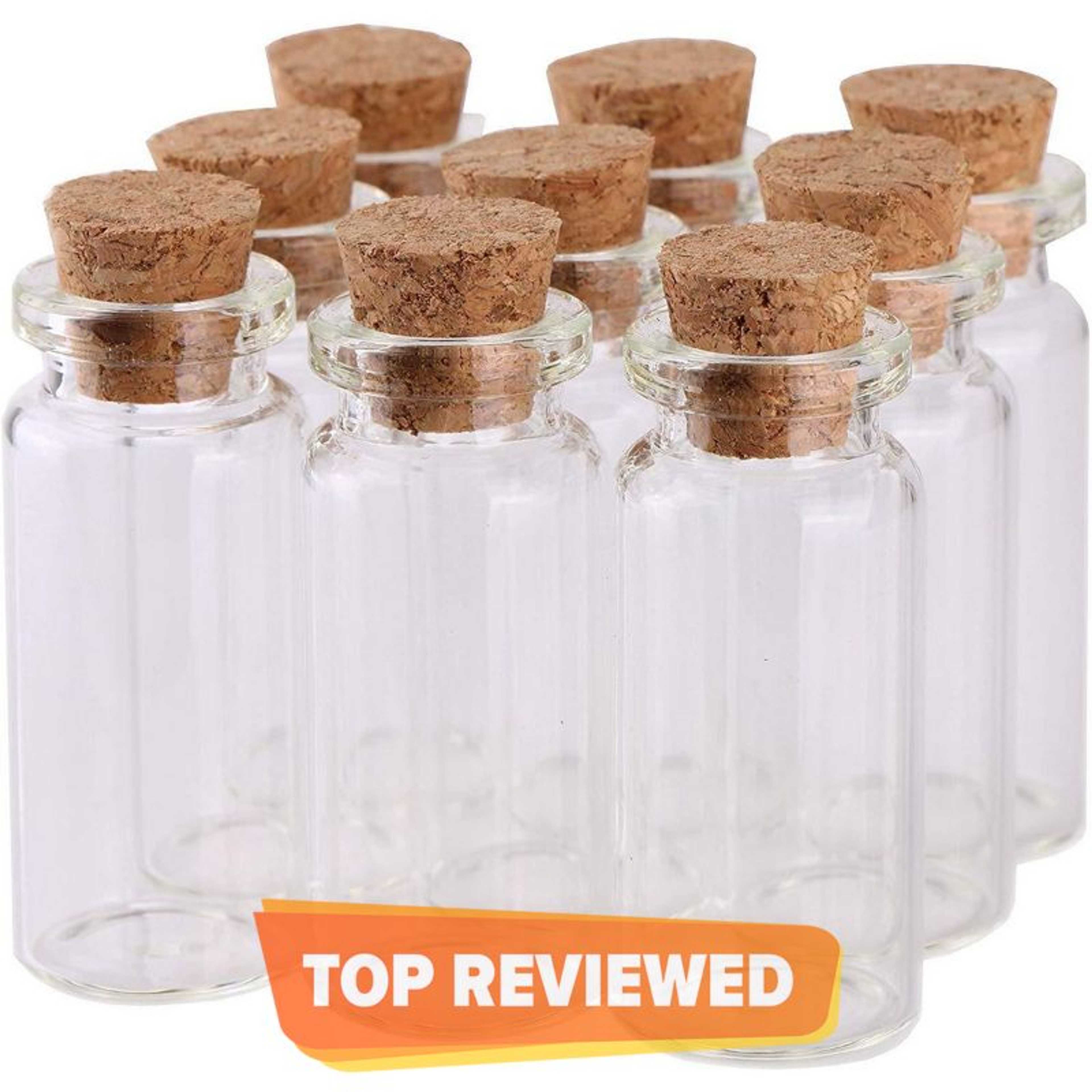 Pack of 4 - Mini Glass Bottles with Cork Stoppers for Arts & Crafts