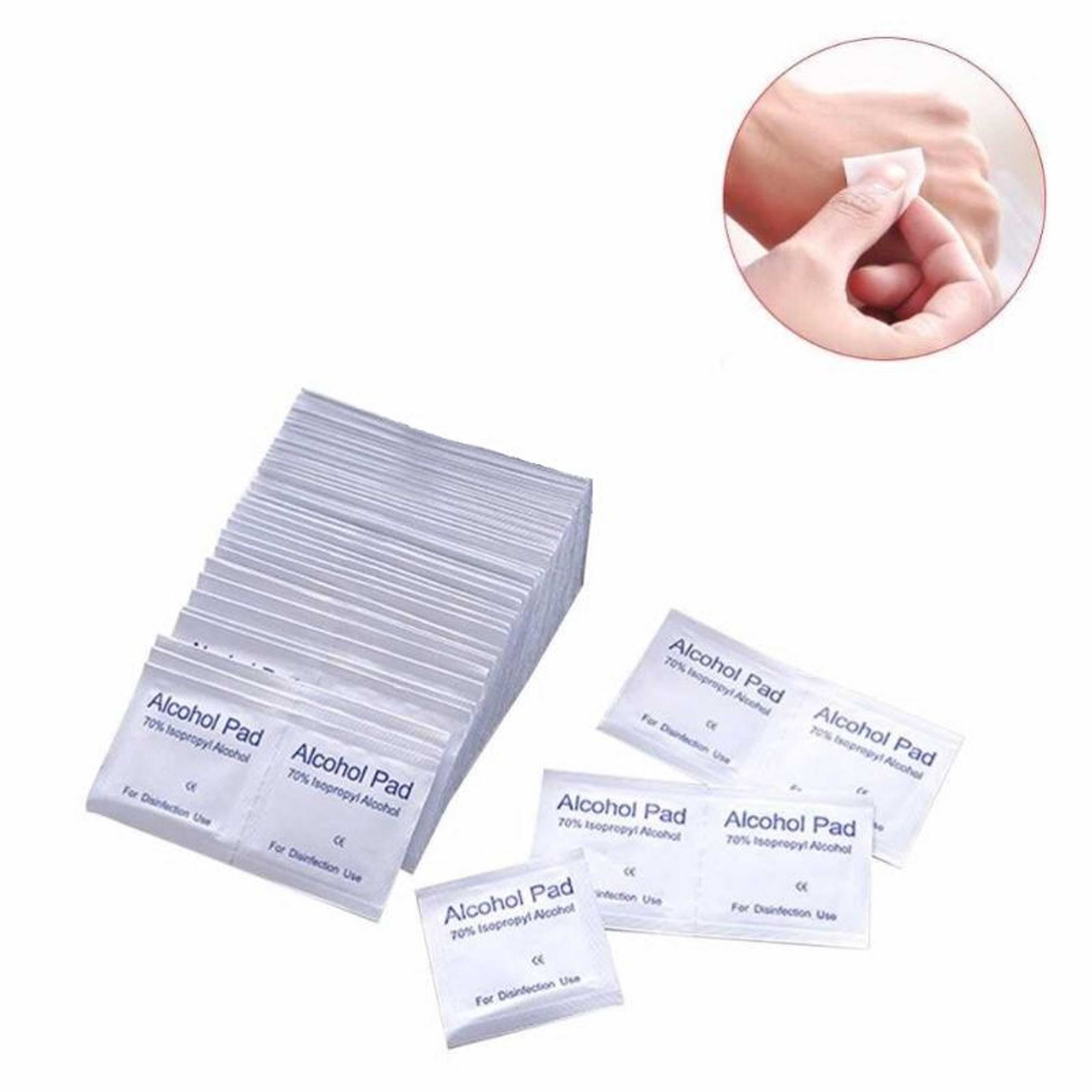 Pack of 100 - Portable Makeup Swabs Alcohol Pads Antiseptic Cleaning Wipes First Aid Sterilization Cleaner Nail Polish Remover Swabs