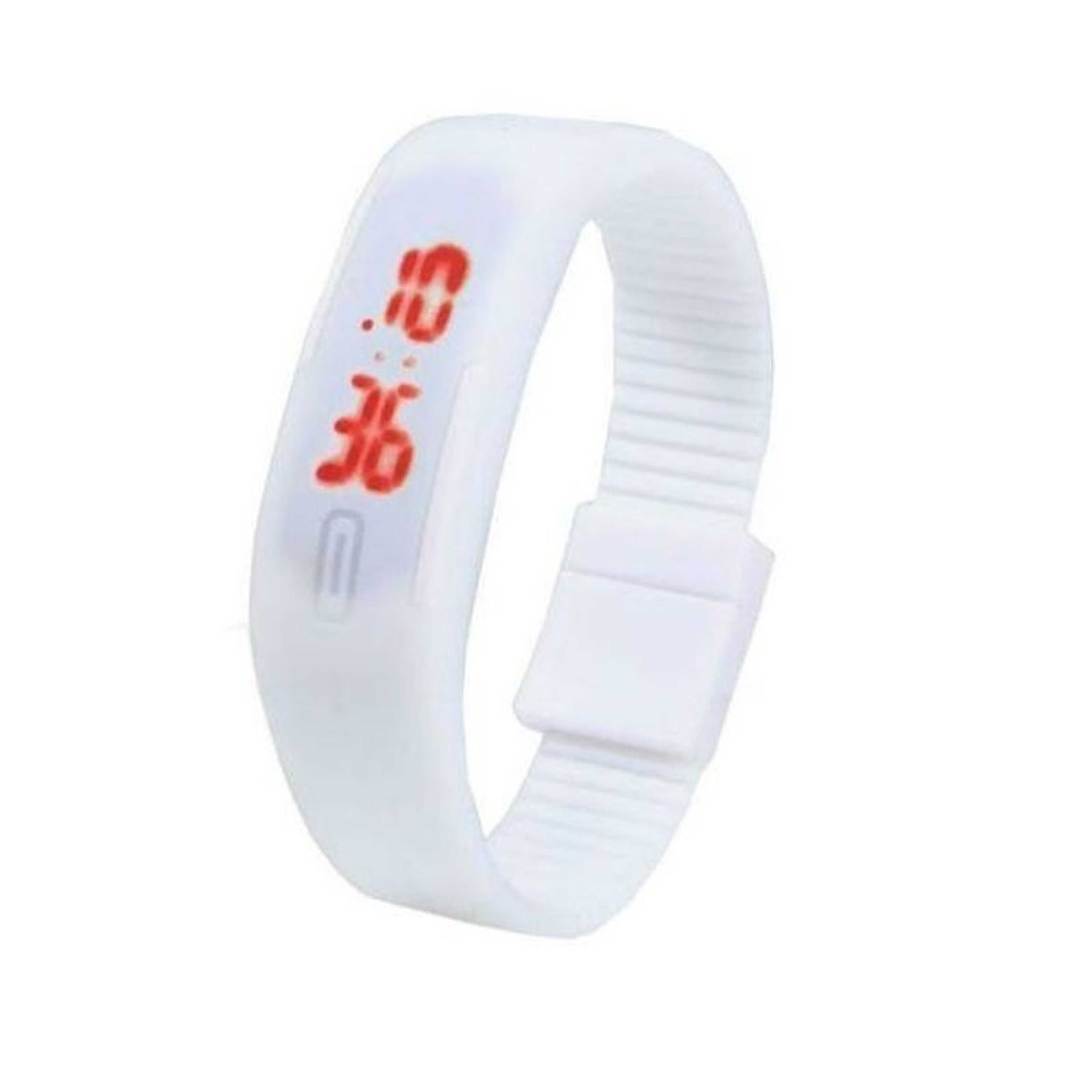Techmanistan LED Bracelet Watch - White, Unisex Bracelet Watch LED Rubber Digital Date Sport Wristwatch for Men Women Boy Girl