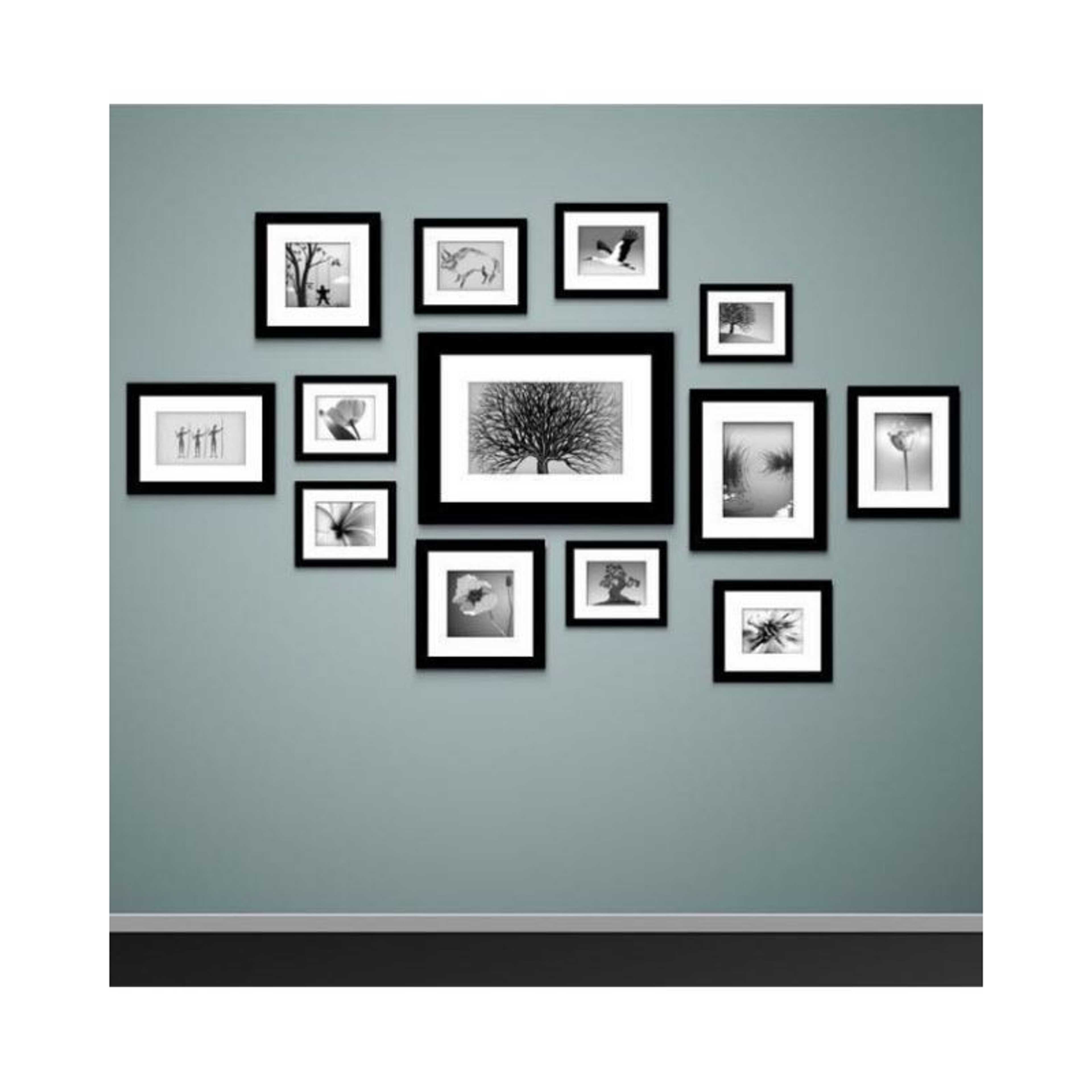Pack of 13 - Photo Frames Collage Wall Hanging Wall Decor Set - Black