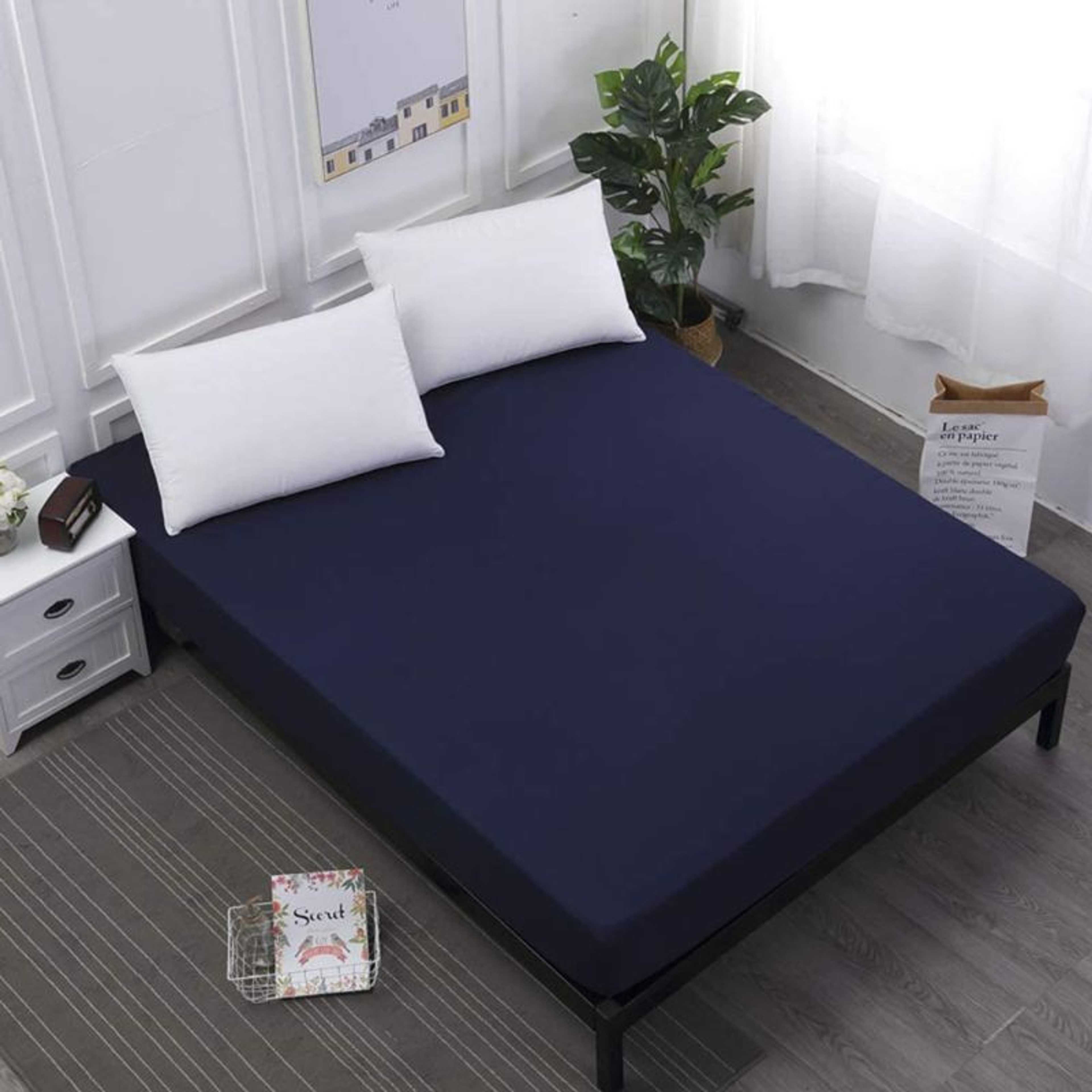 Navy Blue 100% Water Proof Fitted Sheet WPS-02