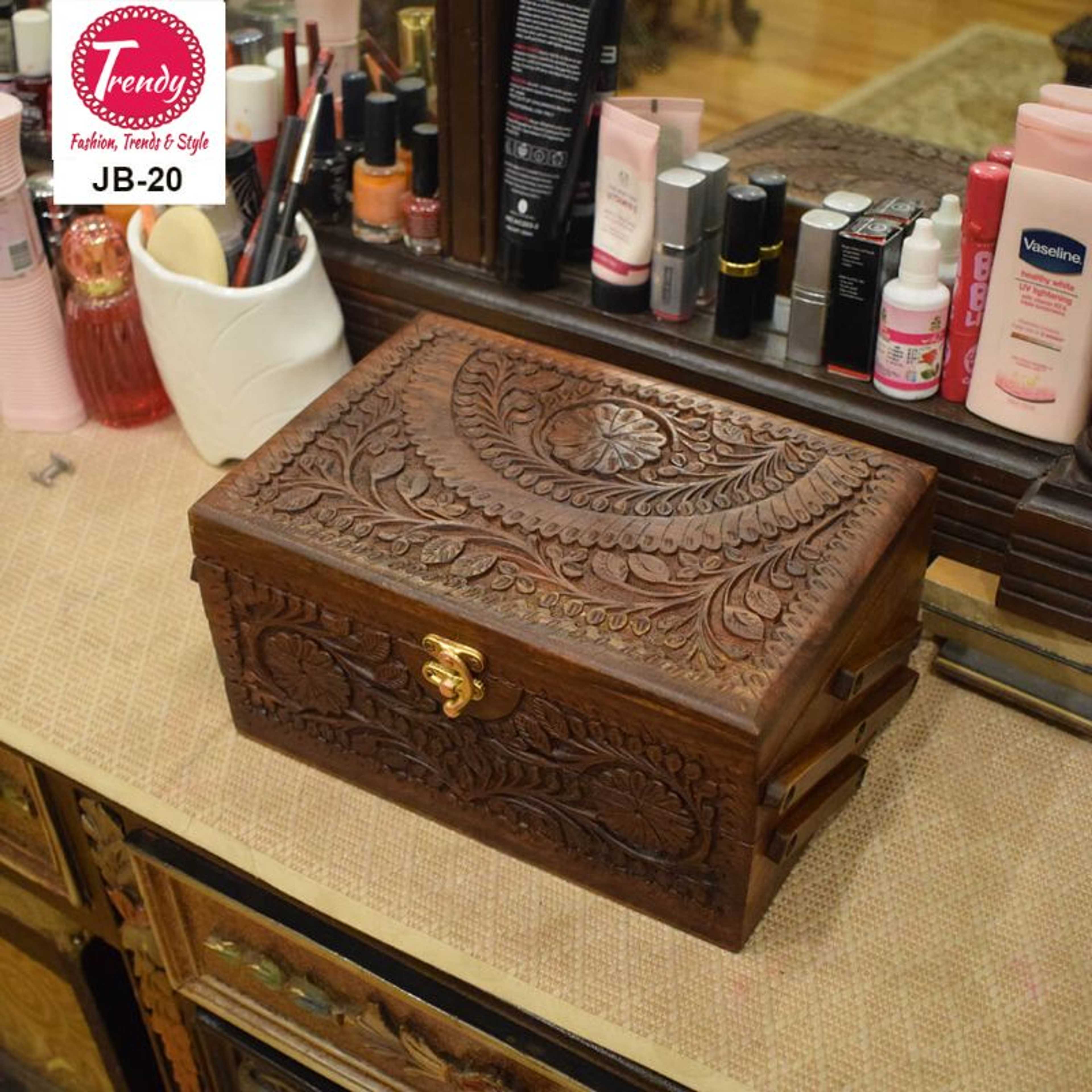 Hand Crafted Jewelry Organizer With Carving Art JB-20