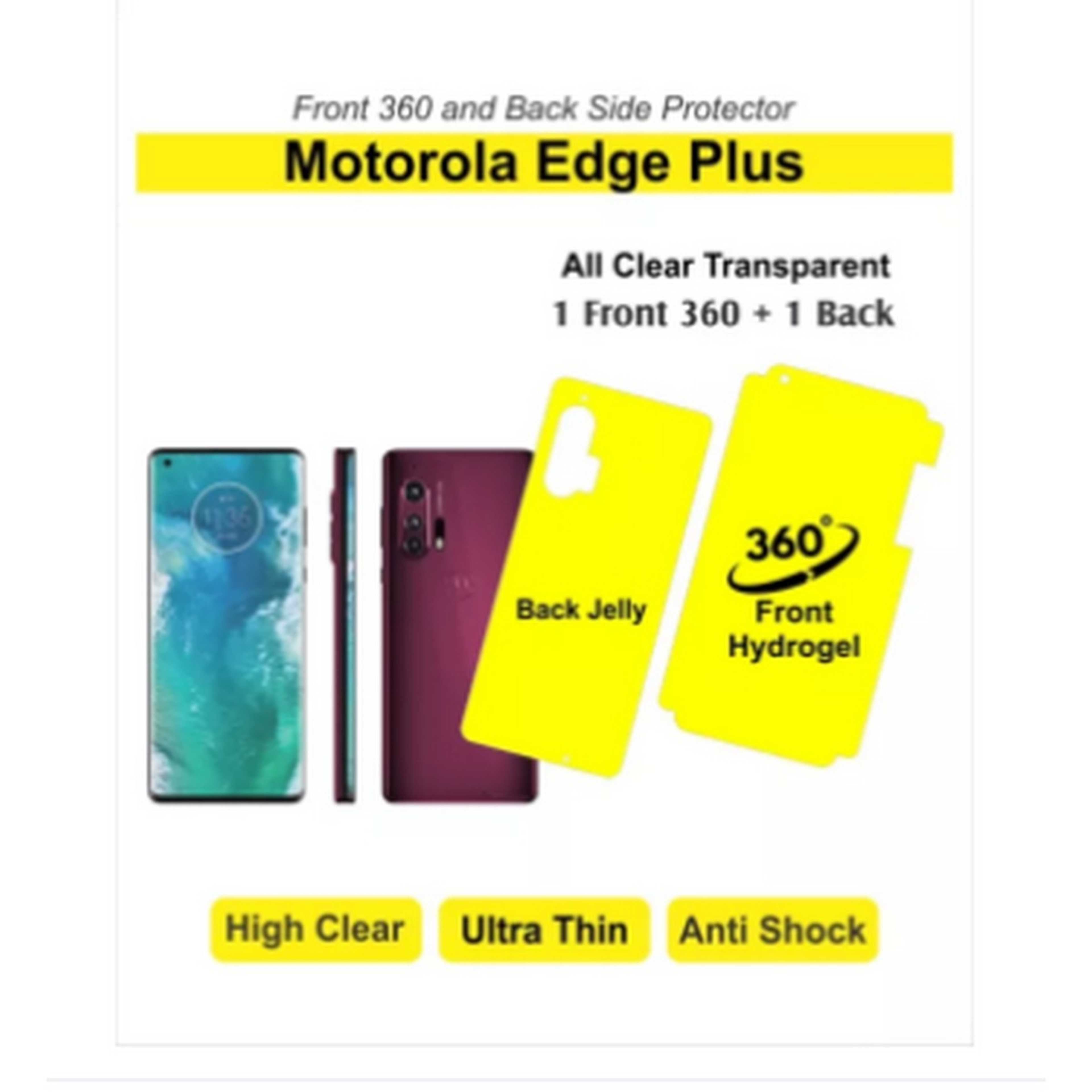 Motorola Edge Plus - Screen protector 360 and back side protector - Anti shock - Transparent - Product Main Image