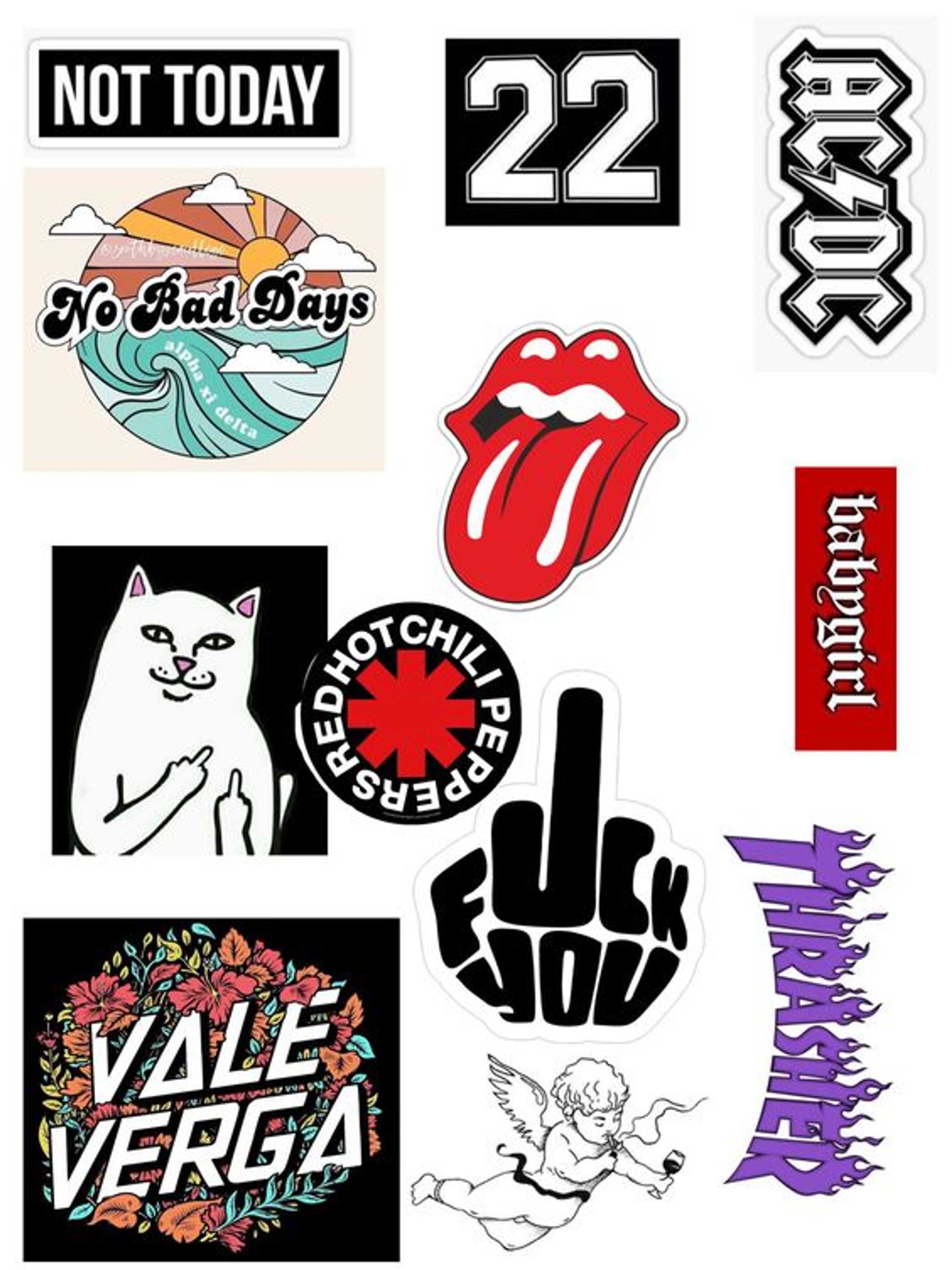 10 Pcs/Pack of Black & White Decal Stickers For Mobiles Tablets Bike Car Fridge Etc - Product Main Image