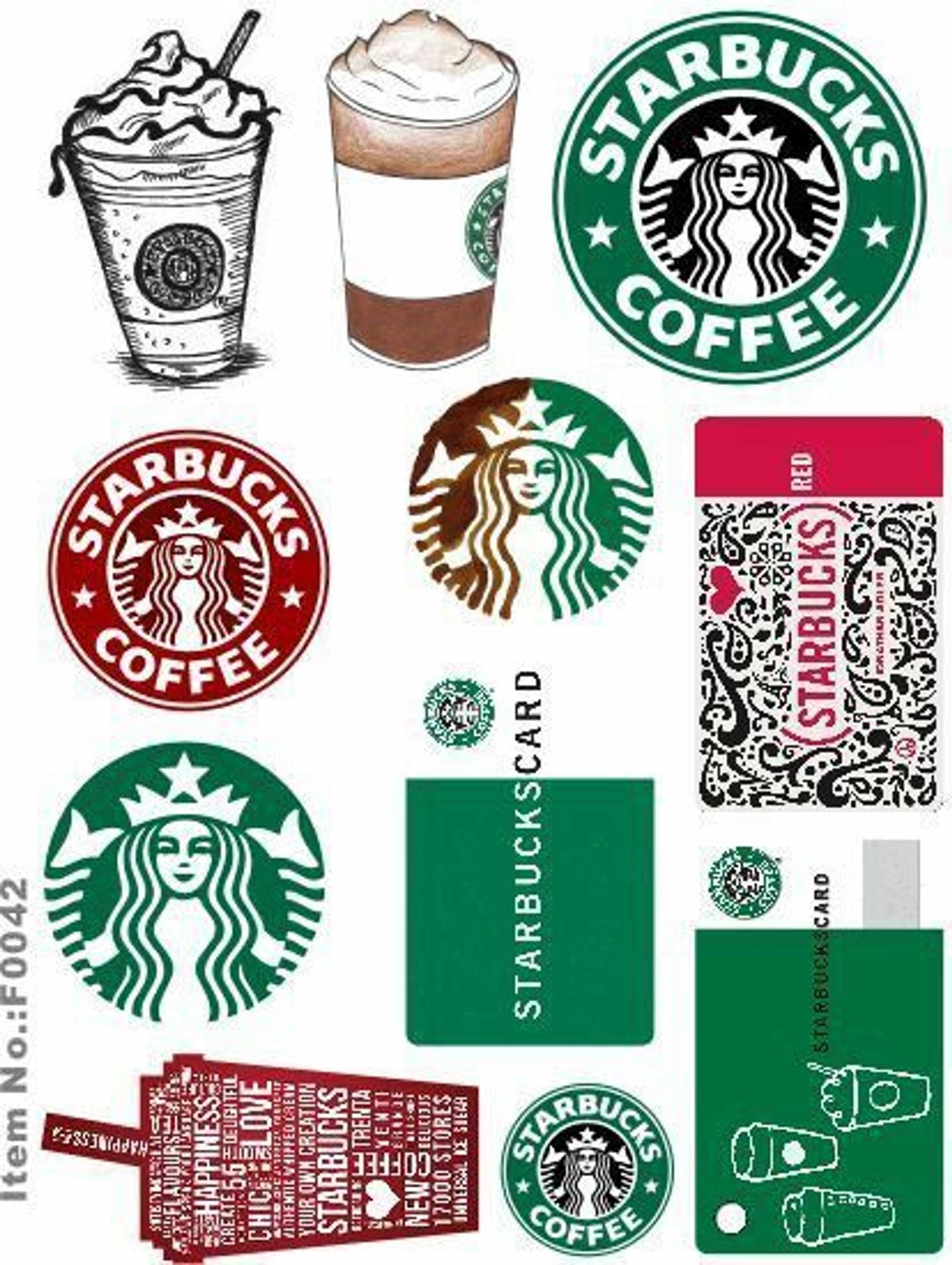 10 Pcs/Pack of Starbuck Decal Stickers For Mobiles Tablets Bike Car Fridge Etc - Product Main Image
