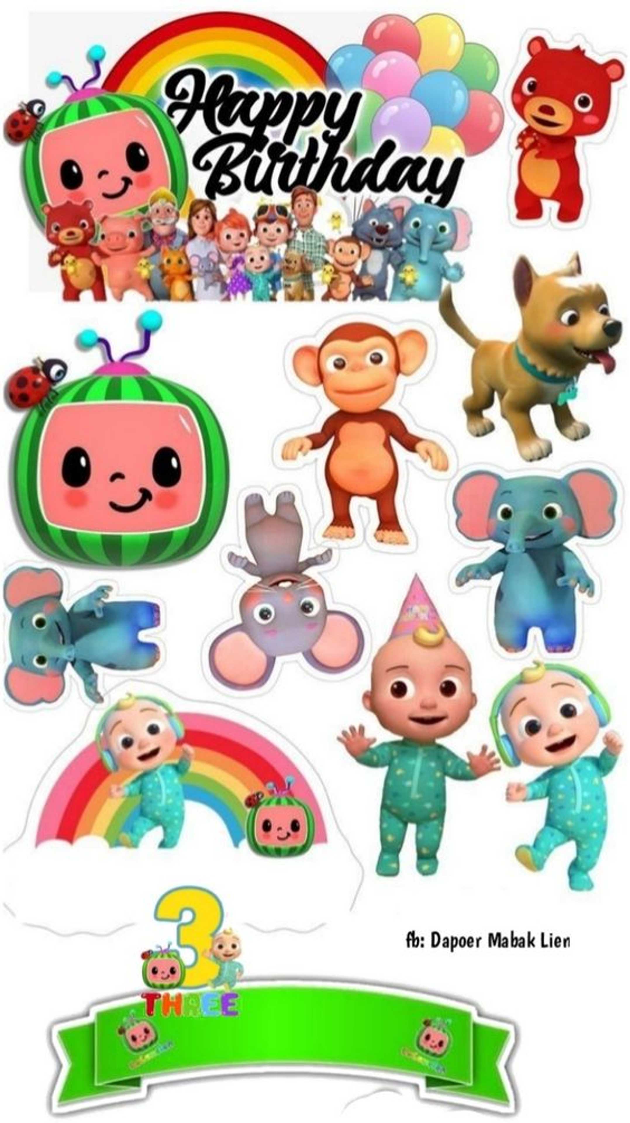 10 Pcs/Pack of Cocomelon Decal Stickers For Mobiles Tablet Bike Car Fridge Etc - Product Main Image