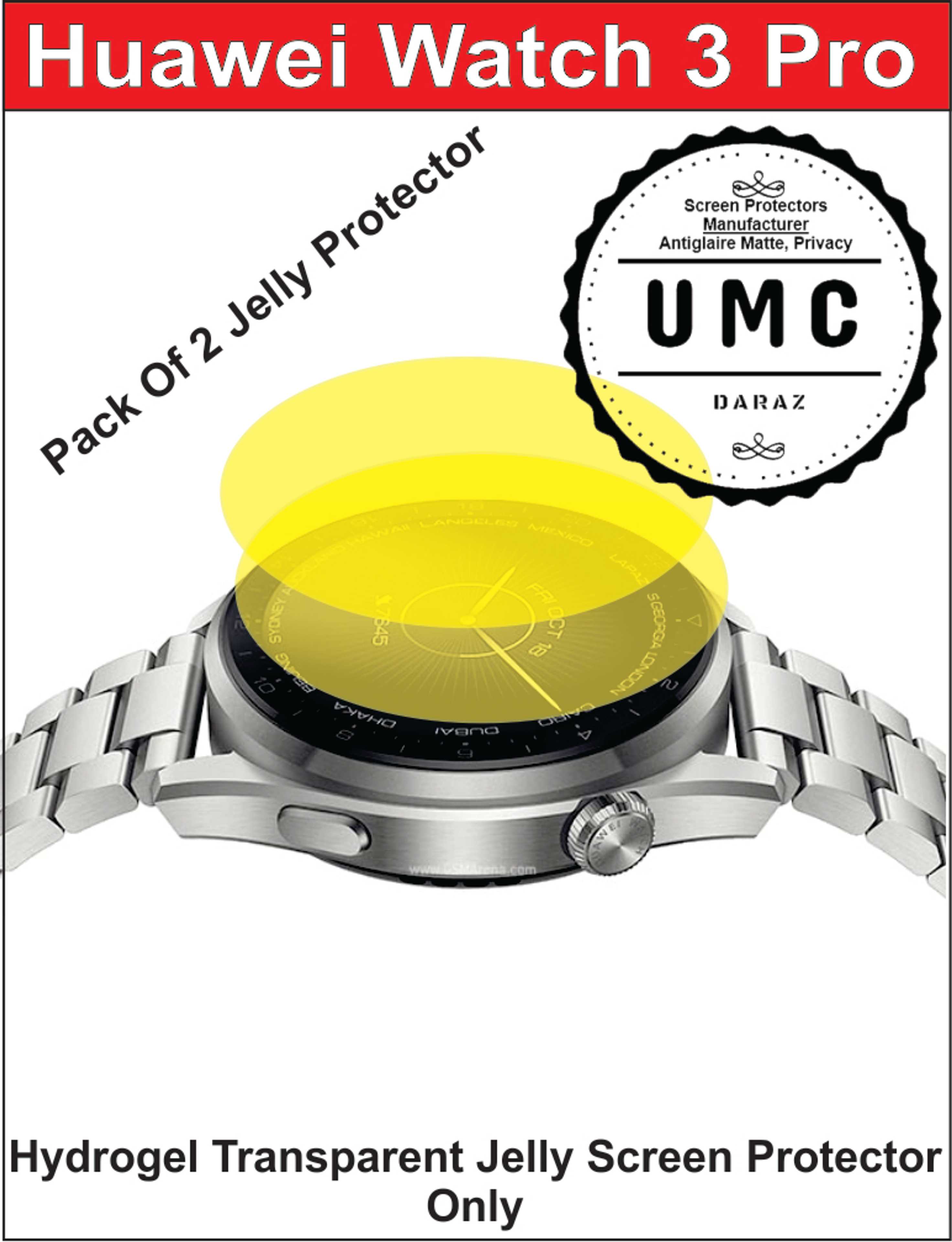 Huawei Watch 3 Pro Screen Protector Jelly Clear Pack Of 2 - Product Main Image