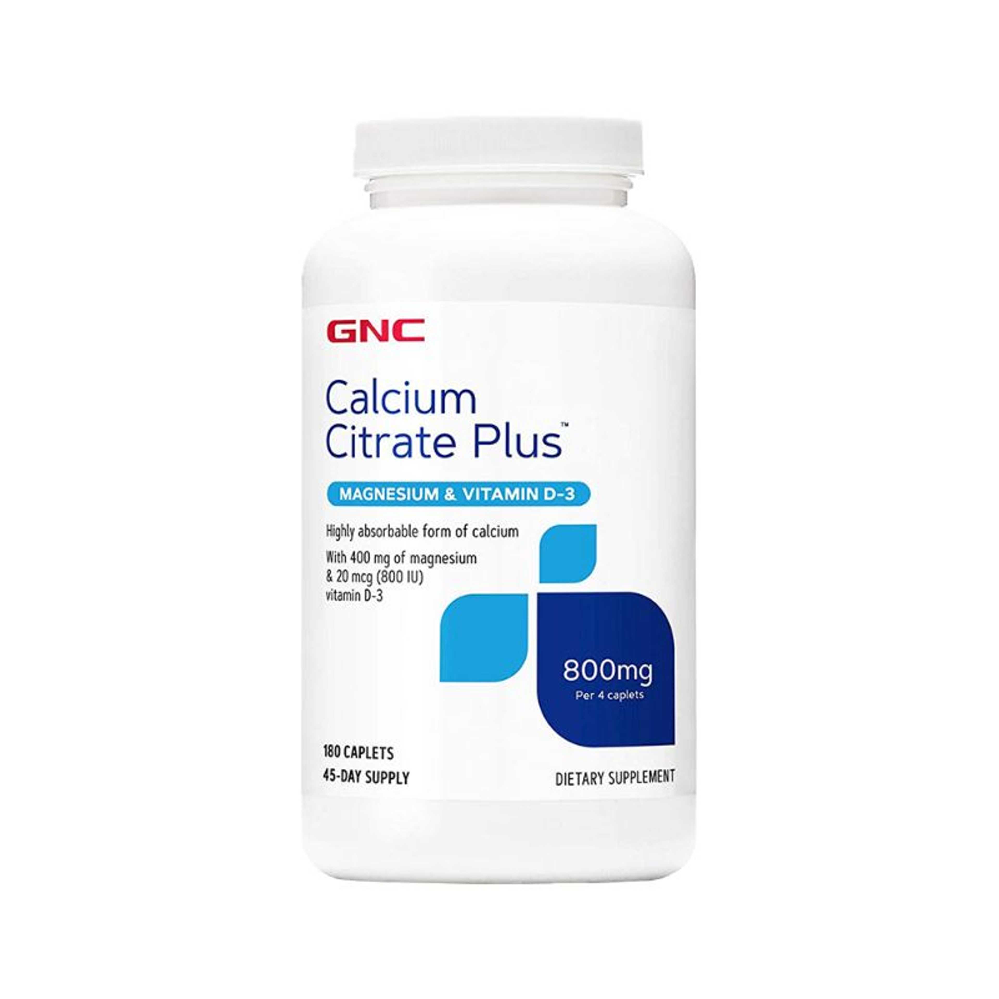 GNC Calcium Citrate Plus Magnesium & Vitamin D-3 800mg 180 Caplets