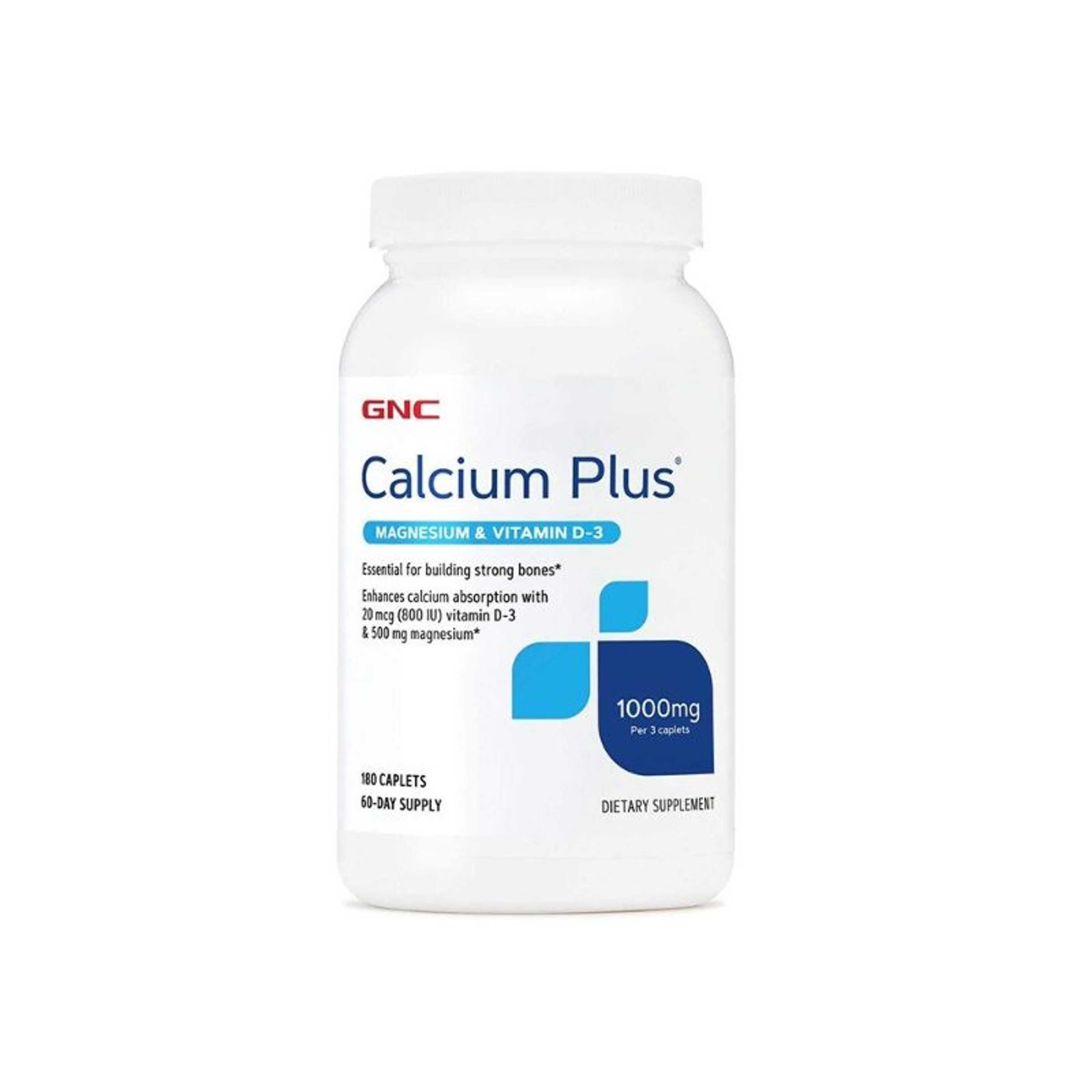 GNC Calcium Plus Magnesium & Vitamin D-3 1000mg 180 Caplets