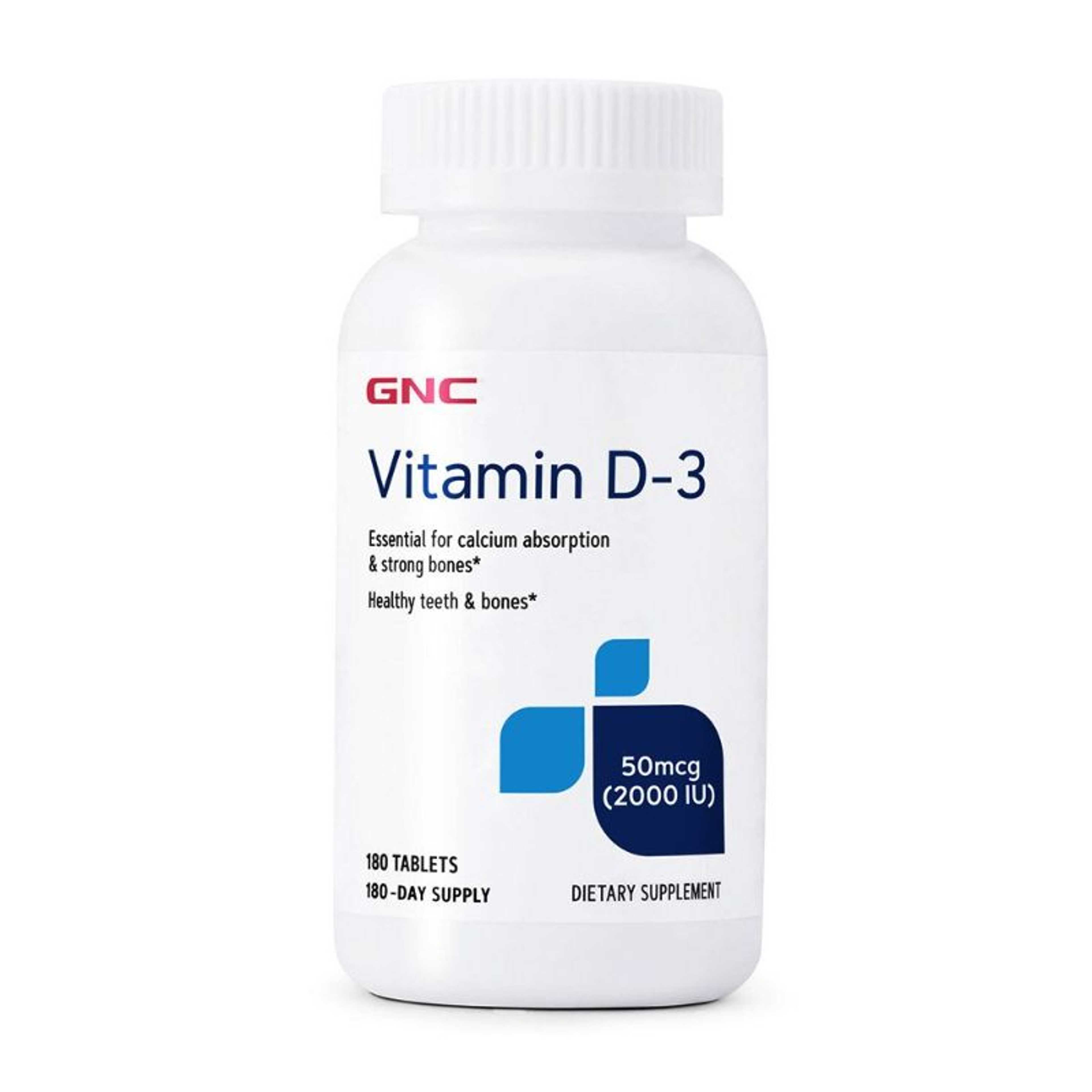 GNC Vitamin D-3 50mcg 2000IU, 180 Softgels