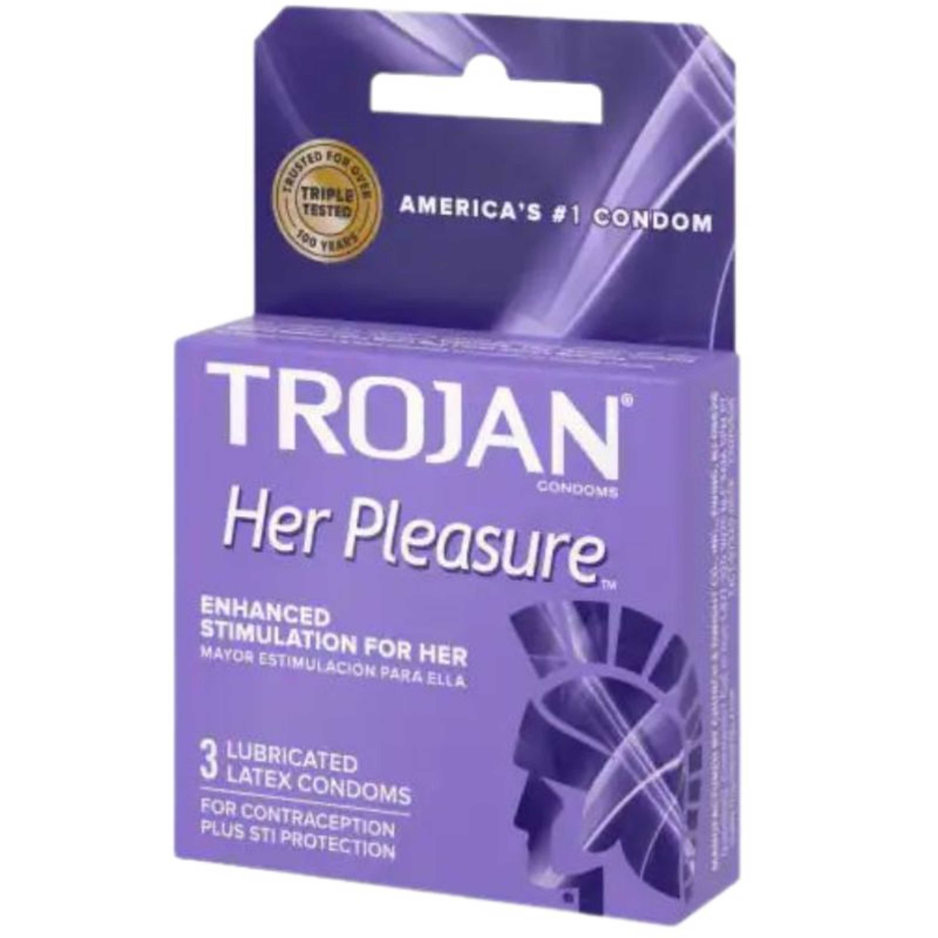 Trojan Condoms Her Pleasure Enhance Stimulation For Her 3 Lubricated Latex Condoms